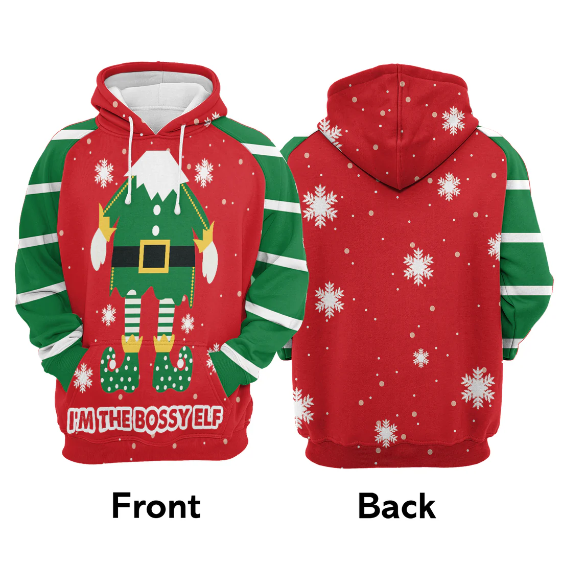 Bossy Elf Premium Christmas Hoodie, I'm The Bossu Elf Christmas Unisex Hoodie For Men & Women - Perfect Gift For Christmas, Family - Image 4