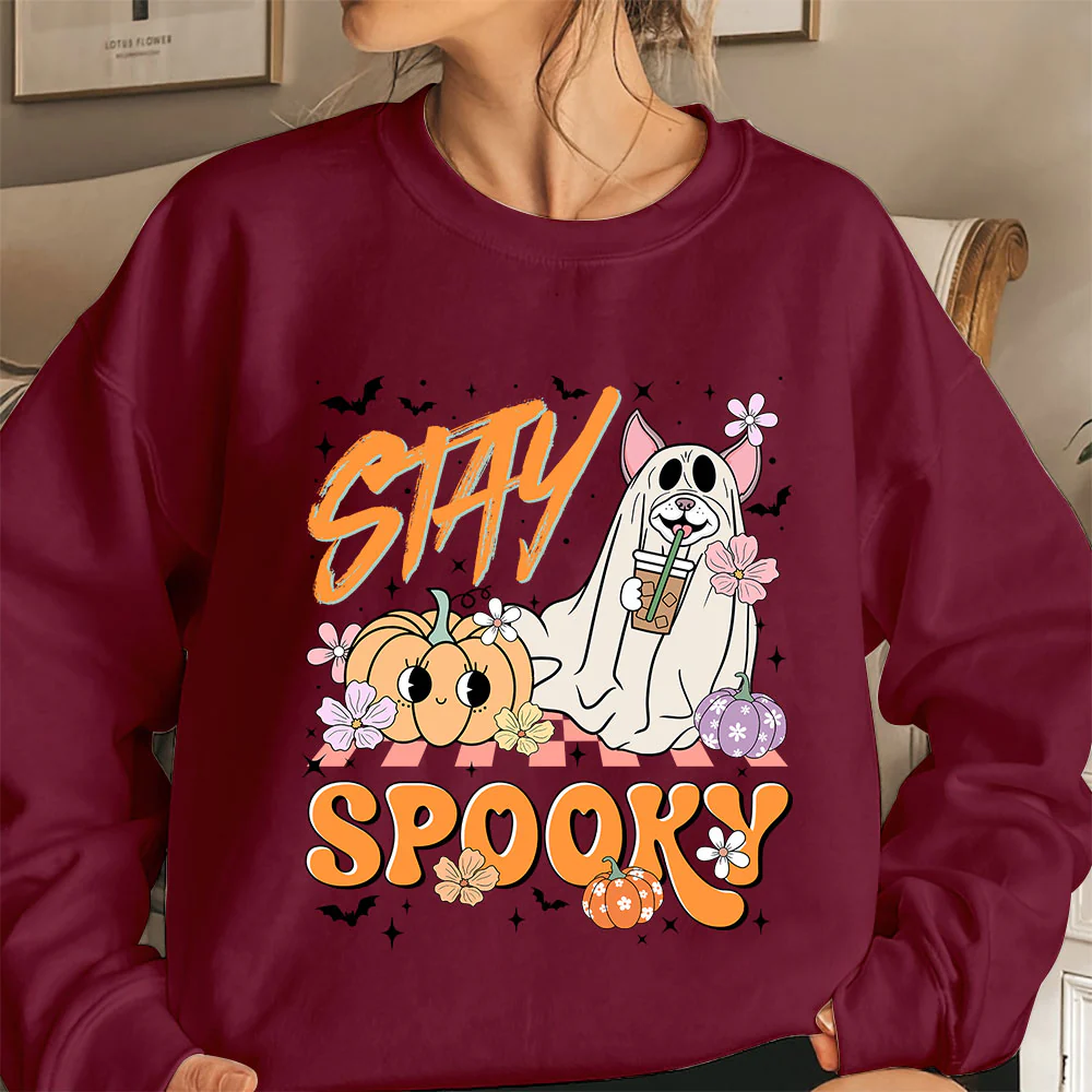 Boston Terrier Sweatshirt, Stay Spooky Boston Terrier Shirt, Boston Terrier Halloween Sweatshirt - Image 3