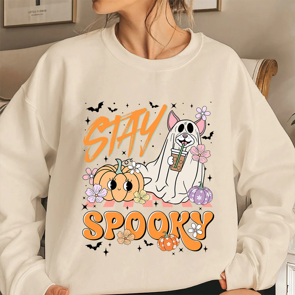 Boston Terrier Sweatshirt, Stay Spooky Boston Terrier Shirt, Boston Terrier Halloween Sweatshirt - Image 4