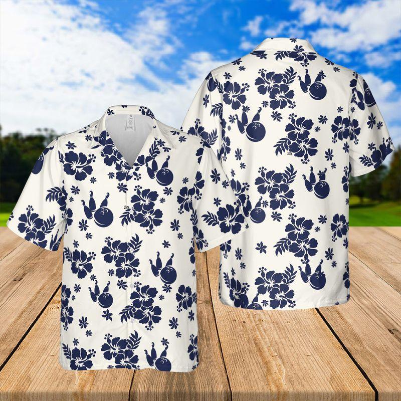 Bowling Aloha Hawaiian Shirts For Summer Outfit, Blue Tropical Hawaiian Shirt For Men Women, Beach Wear Gift For Bowlers, Friend, Bowling Lovers - Image 2