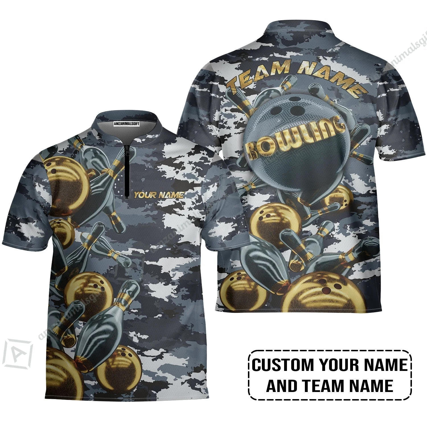 Bowling Custom Hoodie - Custom Name Camo Navy Bowling Personalized Hoodie - Image 3