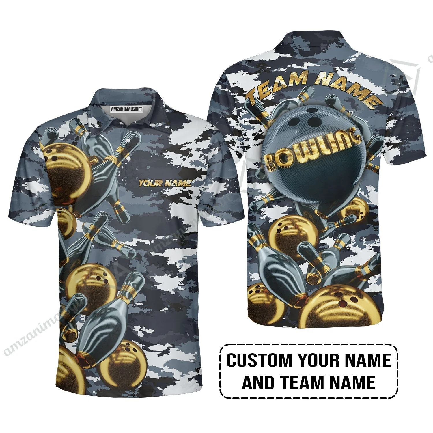 Bowling Custom Hoodie - Custom Name Camo Navy Bowling Personalized Hoodie - Image 5