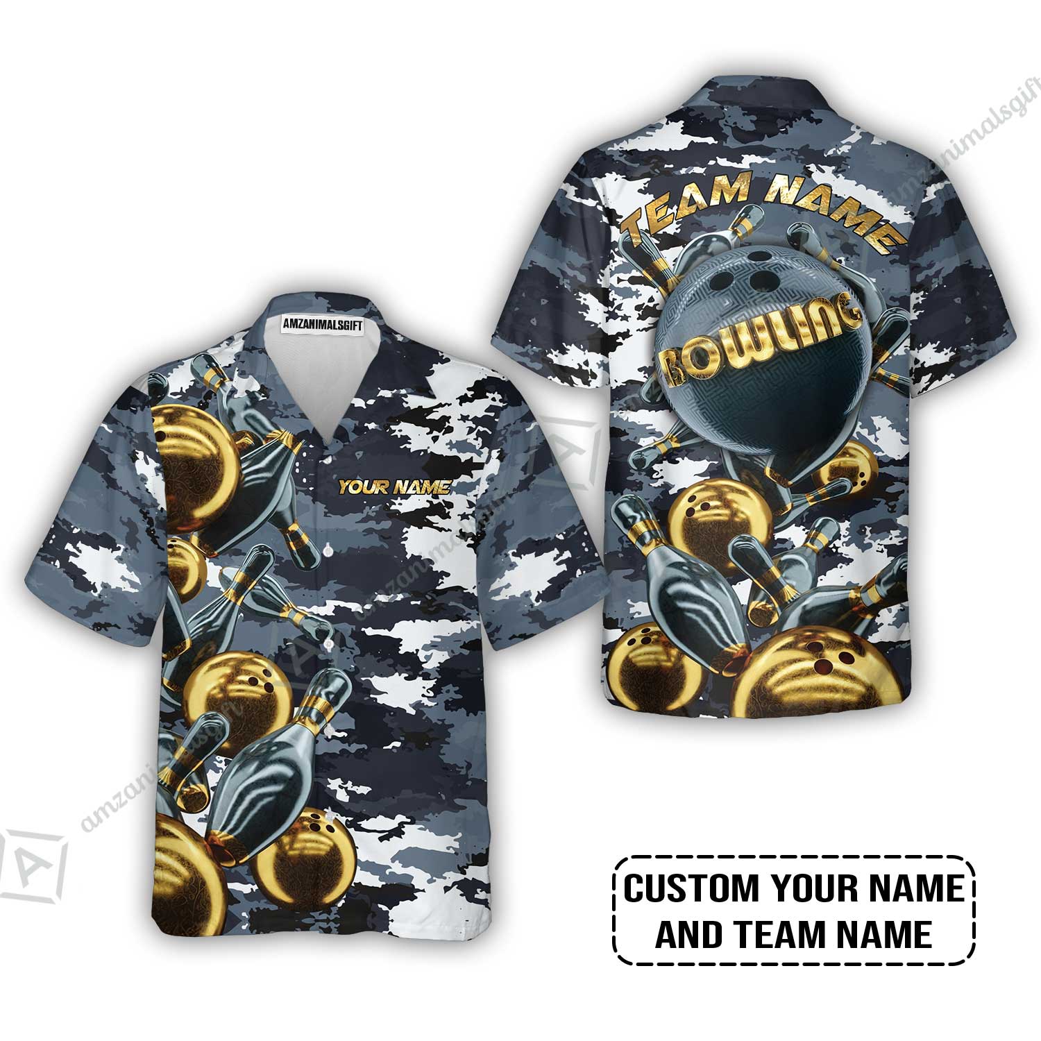 Bowling Custom Hoodie - Custom Name Camo Navy Bowling Personalized Hoodie - Image 9
