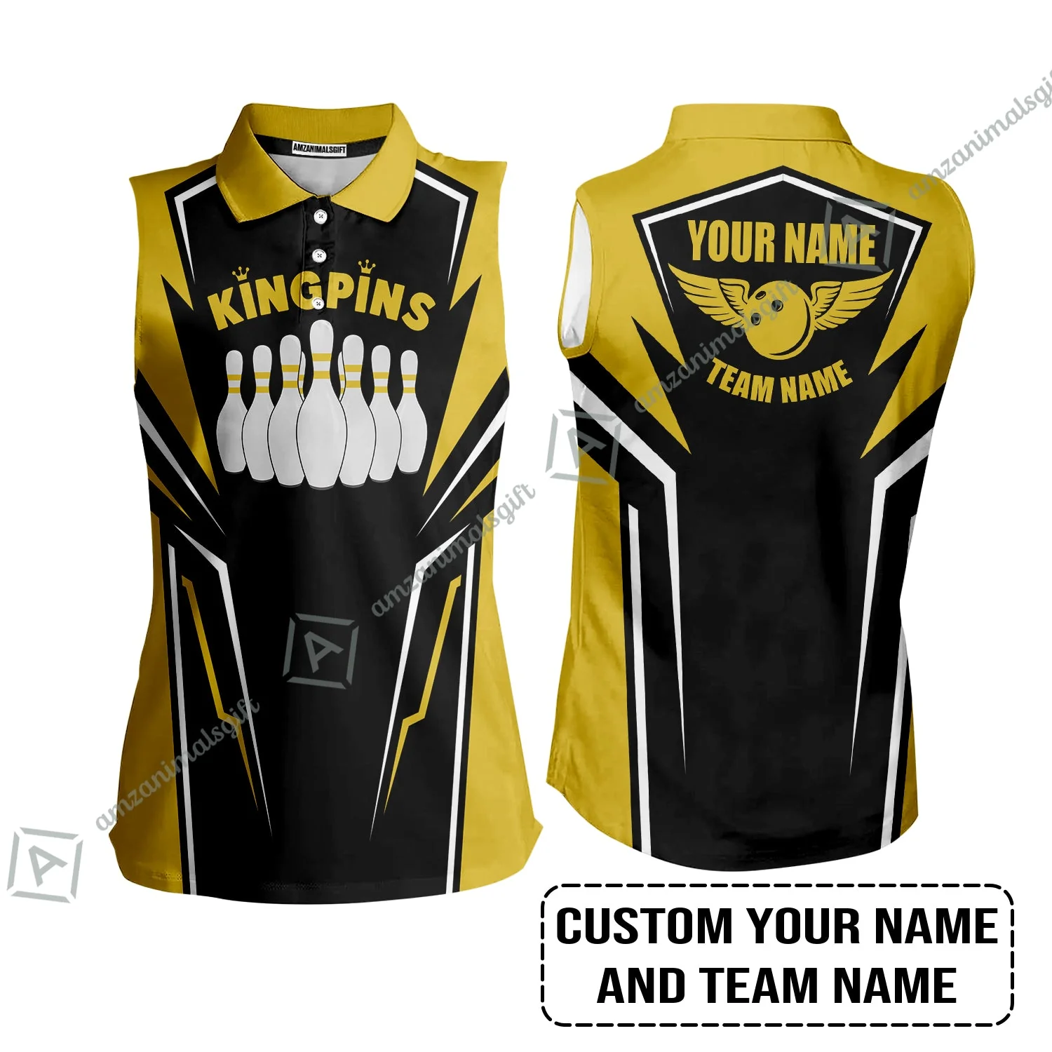 Bowling Custom Long Polo Shirt - Custom Name King Pins Bowling Team Personalized Bowling Long Polo Shirt - Image 8