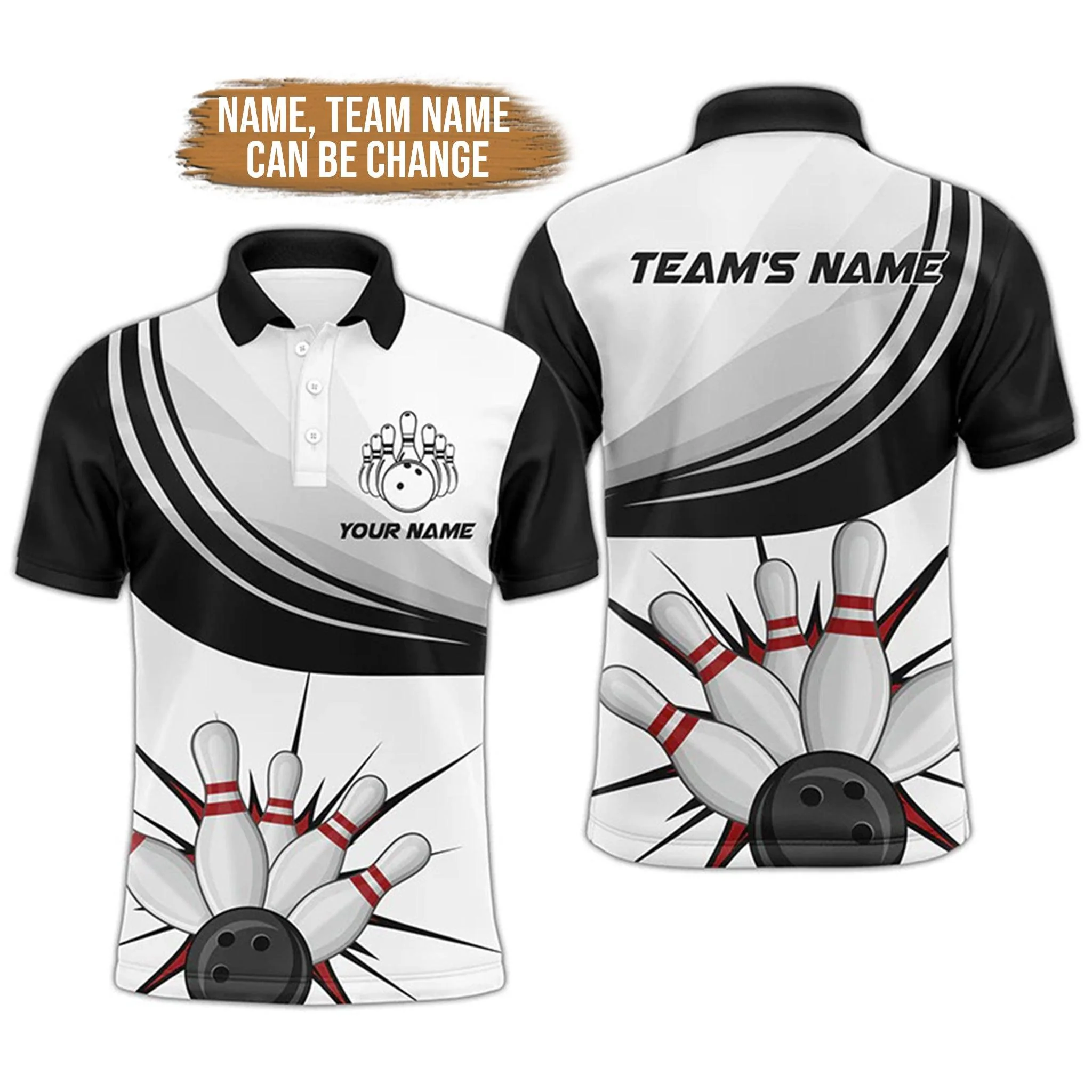 Bowling Custom Men Polo Shirt - Custom Name Bowling Personalized Bowling Polo Shirt - Gift For Friend, Family - Image 2