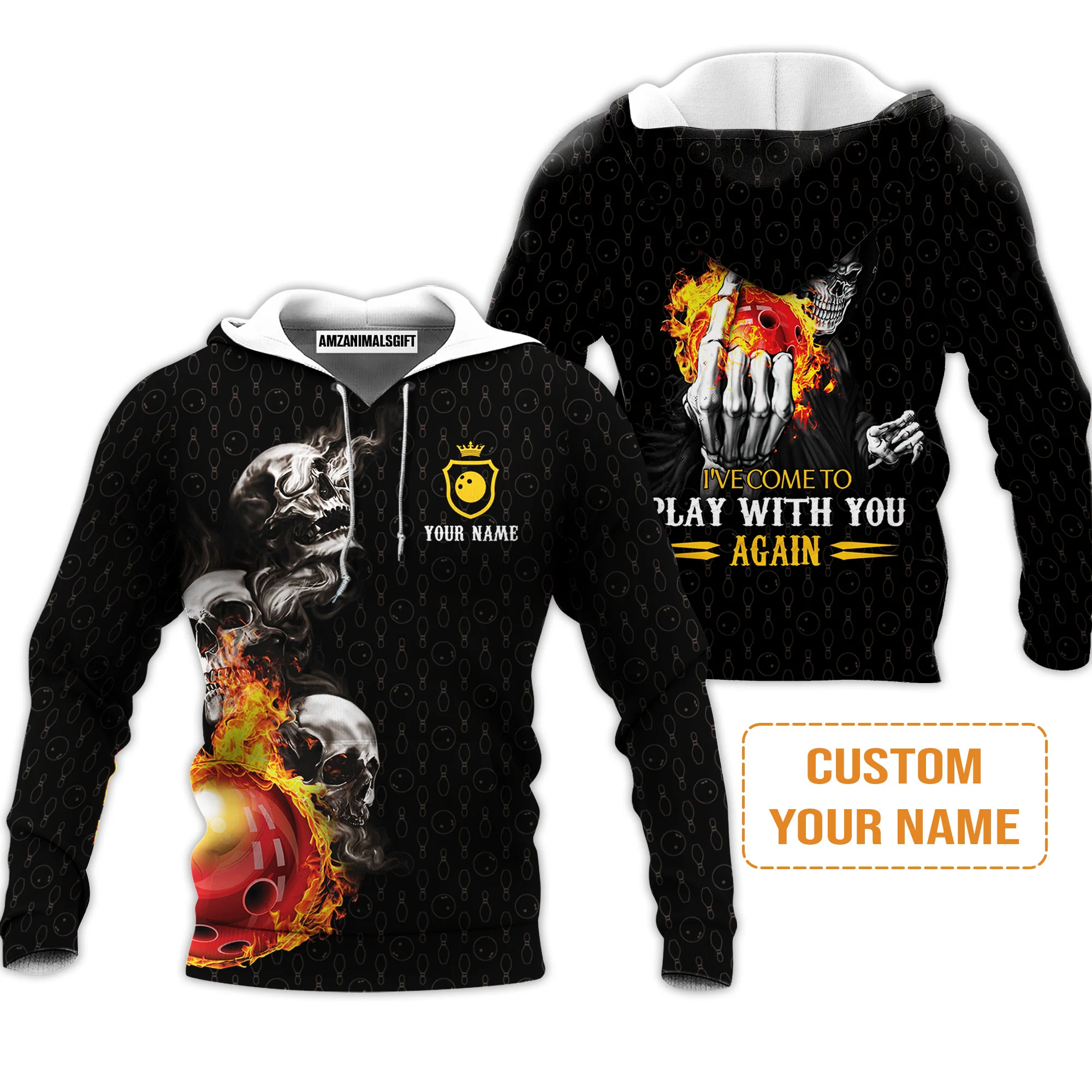 Bowling Custom Men Polo Shirt - Custom Name Bowling Skull Hello Darkness My Old Friend Personalized Bowling Polo Shirt - Perfect Gift For Friend, Family - Image 5