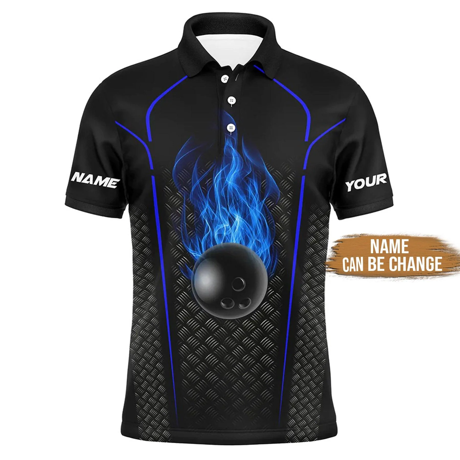 Bowling Custom Men Polo Shirt - Custom Name Bowling Team Shirt For men, Black Blue Personalized Bowling Polo Shirt - Perfect Gift For Friend, Family