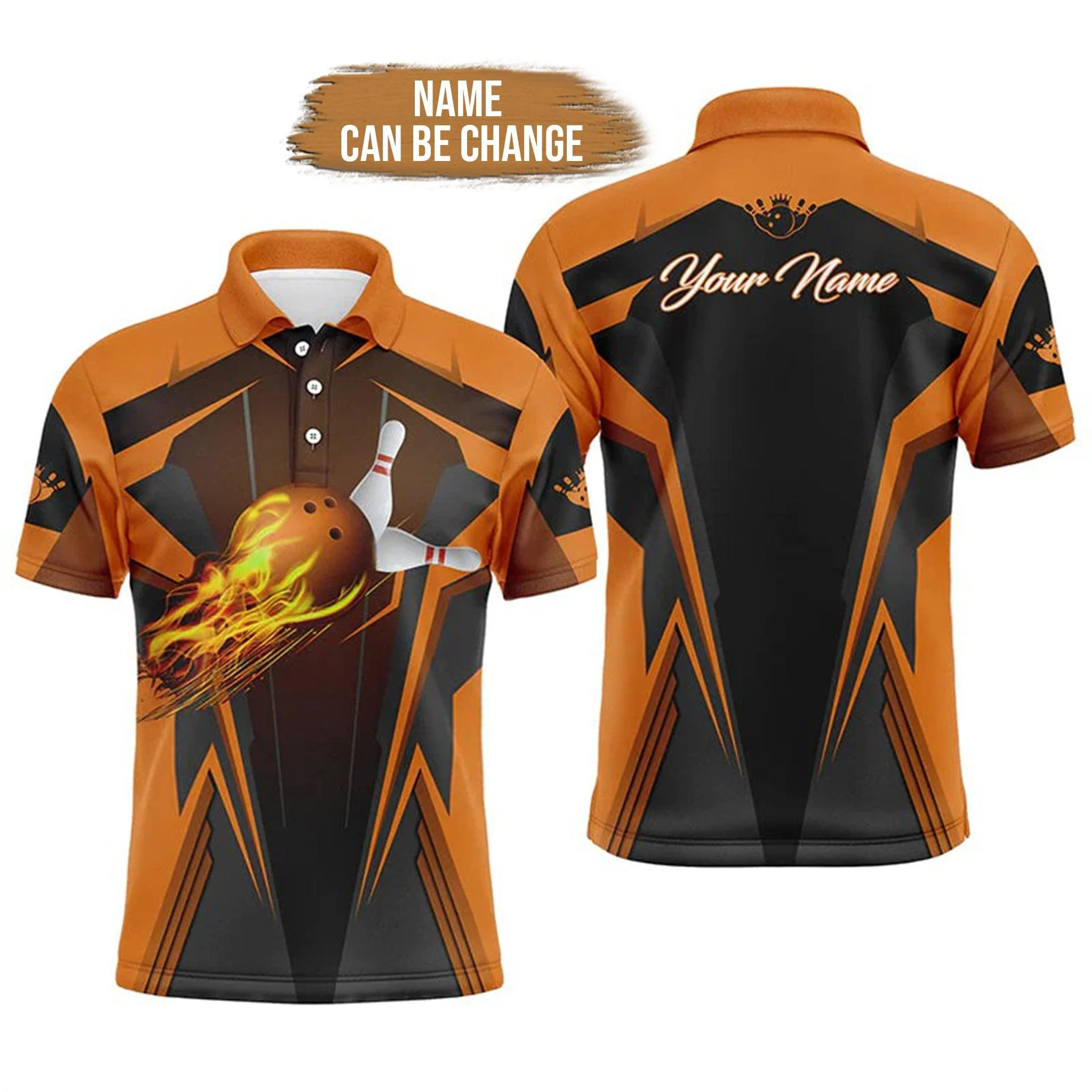 Bowling Custom Men Polo Shirt - Custom Name Flame Bowling Ball and Pins Personalized Bowling Polo Bowling Shirt - Gift For Friend, Family - Image 5