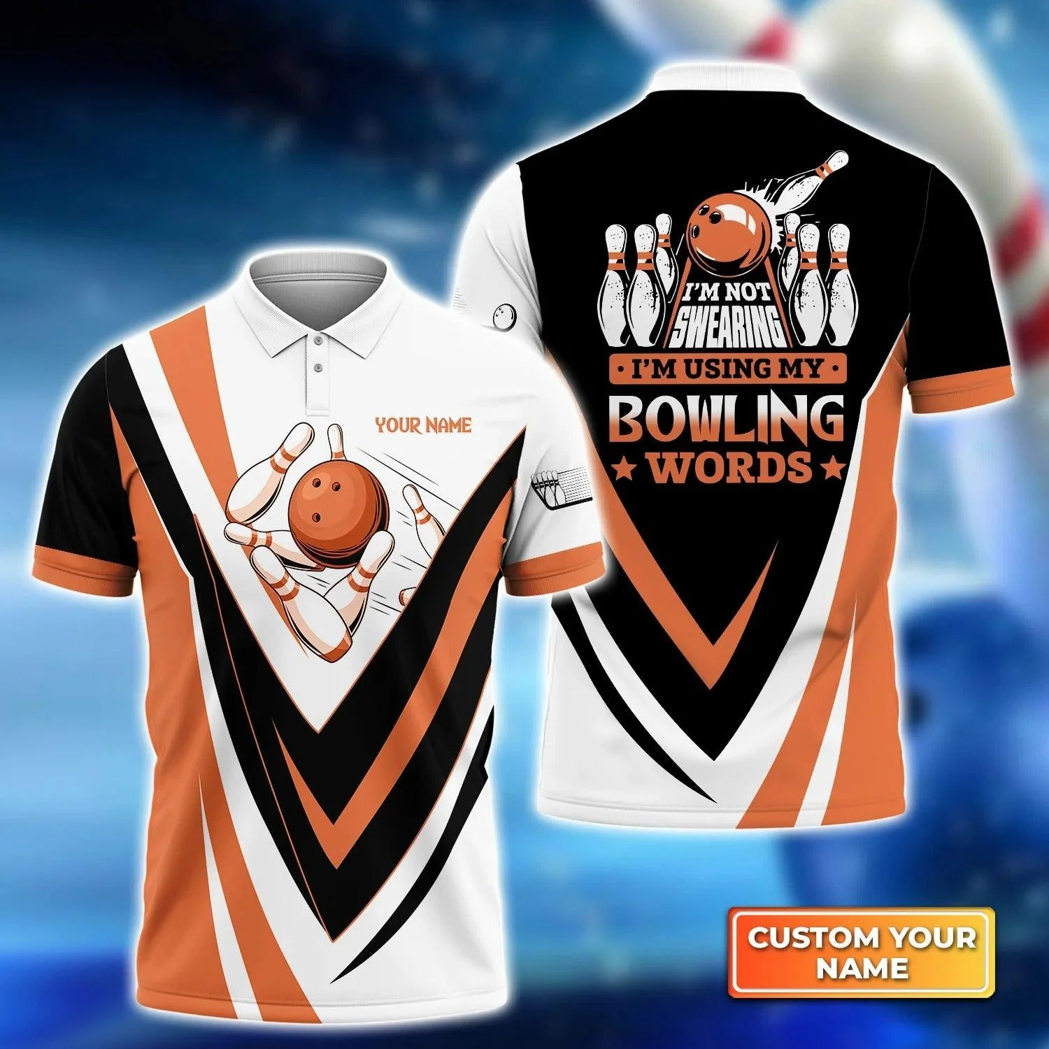 Bowling Custom Men Polo Shirt - Custom Name I'm Not Swearing I'm Using My Bowling Words Personalized Bowling Polo Shirt - Perfect Gift For Friend, Family