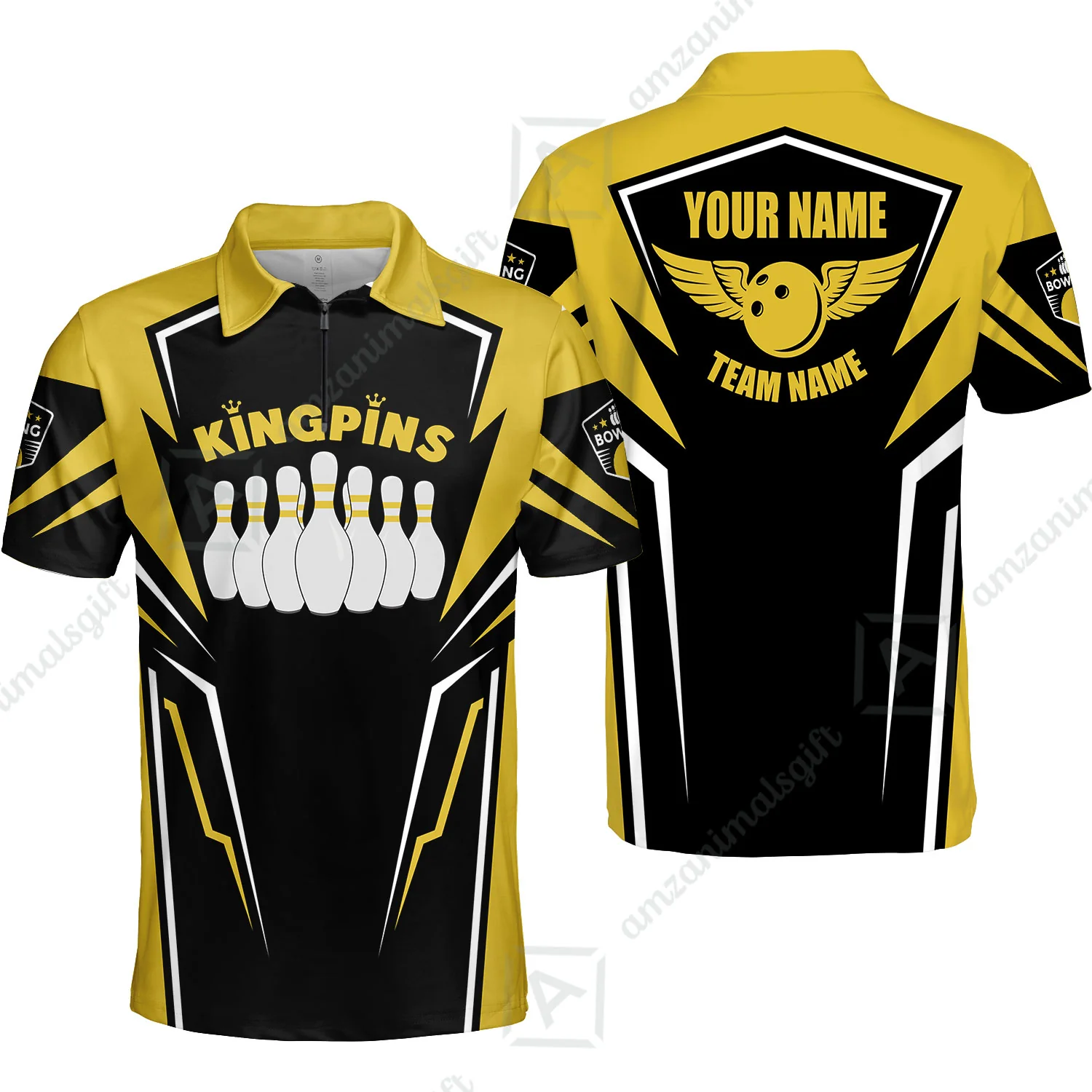 Bowling Custom Men Polo Shirt - Custom Name King Pins Bowling Team Personalized Bowling Polo Shirt - Image 3