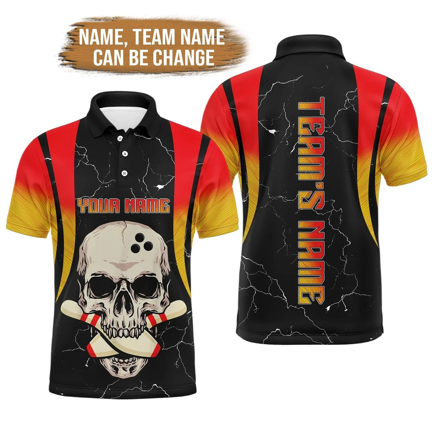 Bowling Custom Men Polo Shirt - Custom Name Men Skull Bowling Personalized Bowling Polo Shirt - Perfect Gift For Friend, Family