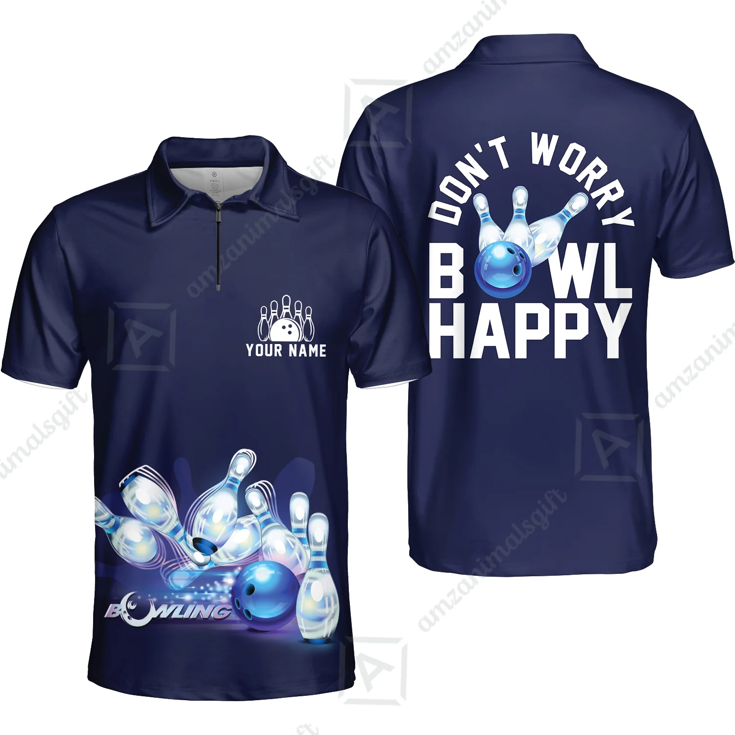 Bowling Custom Men Polo Shirt - Custom Name Polo Shirt, Don't Worry Bowl Happy Personalized Bowling Polo Shirt - Gift For Friend, Family, Bowling Lovers - Image 12