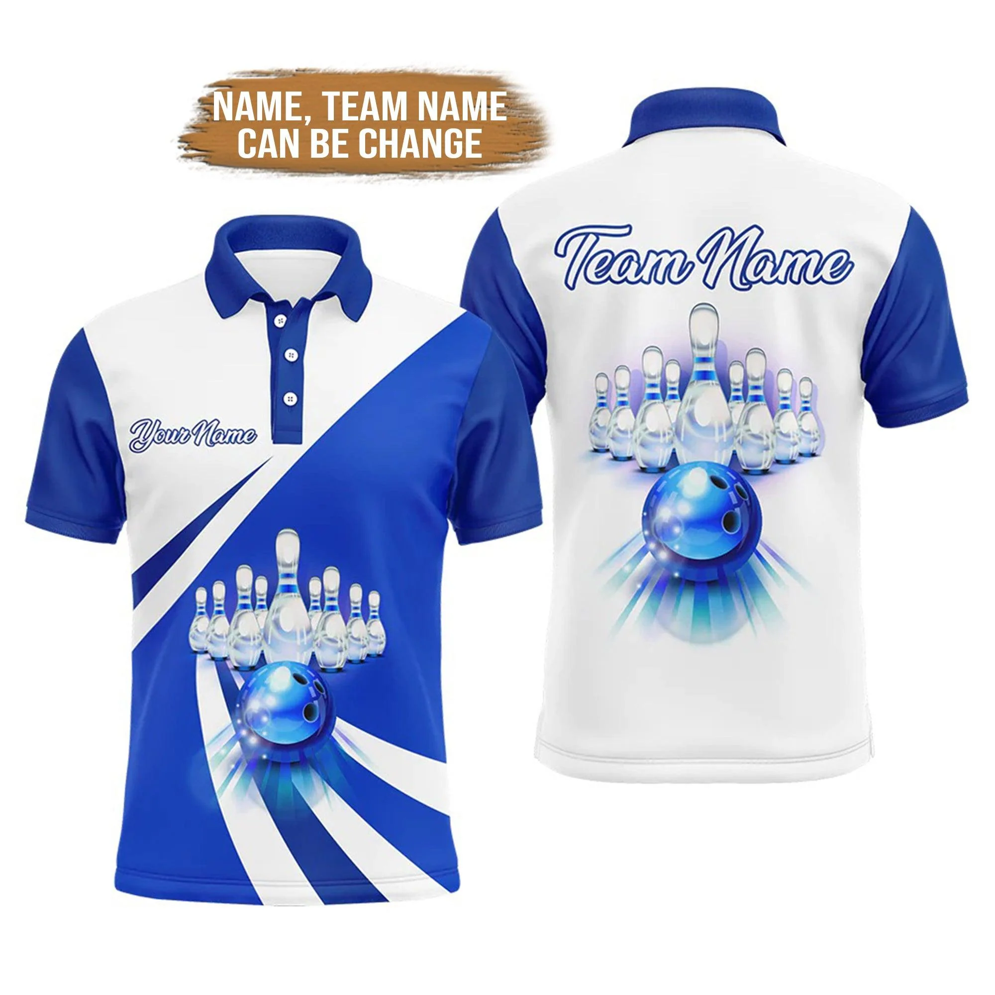 Bowling Custom Men Polo Shirt - Custom Name Polo Shirt for Men Blue Personalized Bowling Polo Shirt - Perfect Gift For Friend, Family