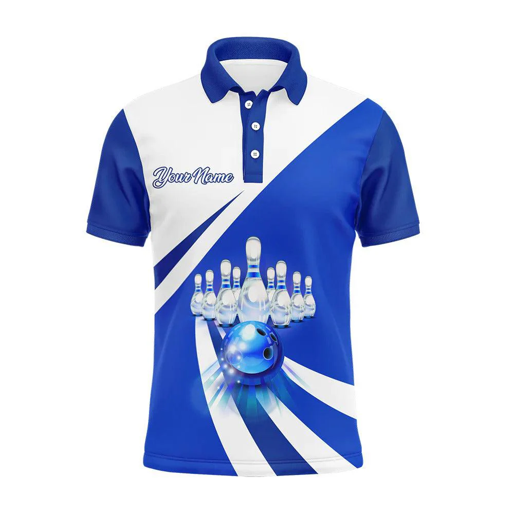Bowling Custom Men Polo Shirt - Custom Name Polo Shirt for Men Blue Personalized Bowling Polo Shirt - Perfect Gift For Friend, Family - Image 2