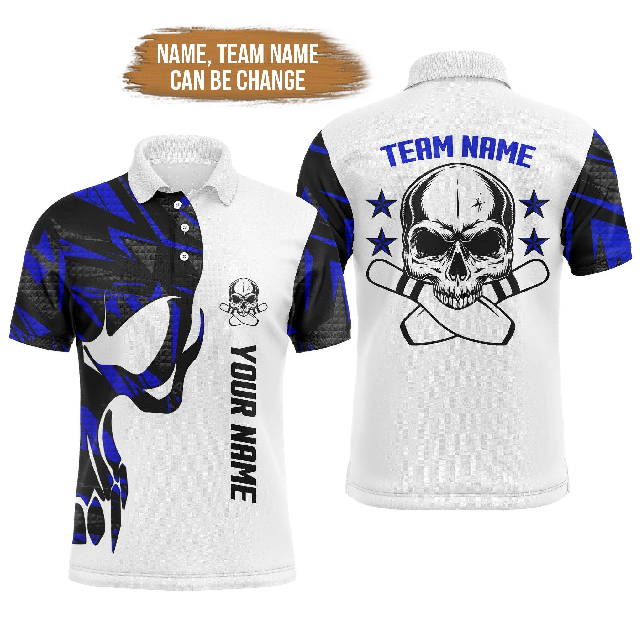 Bowling Custom Men Polo Shirt - Custom Name Skull Personalized Bowling Polo Shirt - Gift For Friend, Family - Image 2