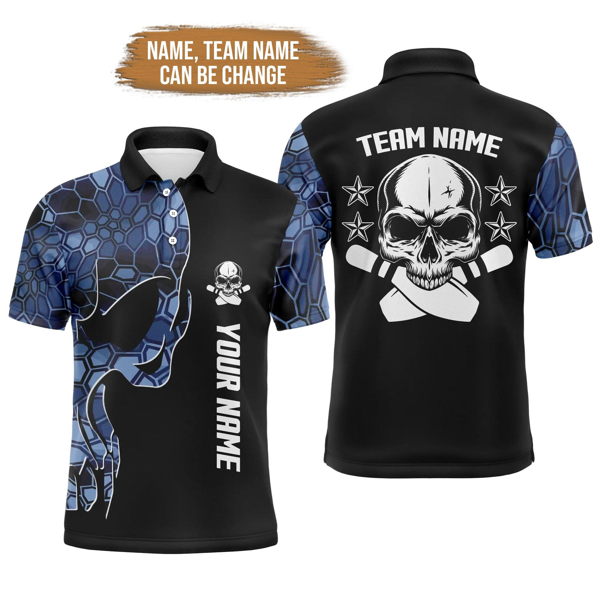 Bowling Custom Men Polo Shirt - Custom Name Skull Personalized Bowling Polo Shirt - Gift For Friend, Family - Image 6