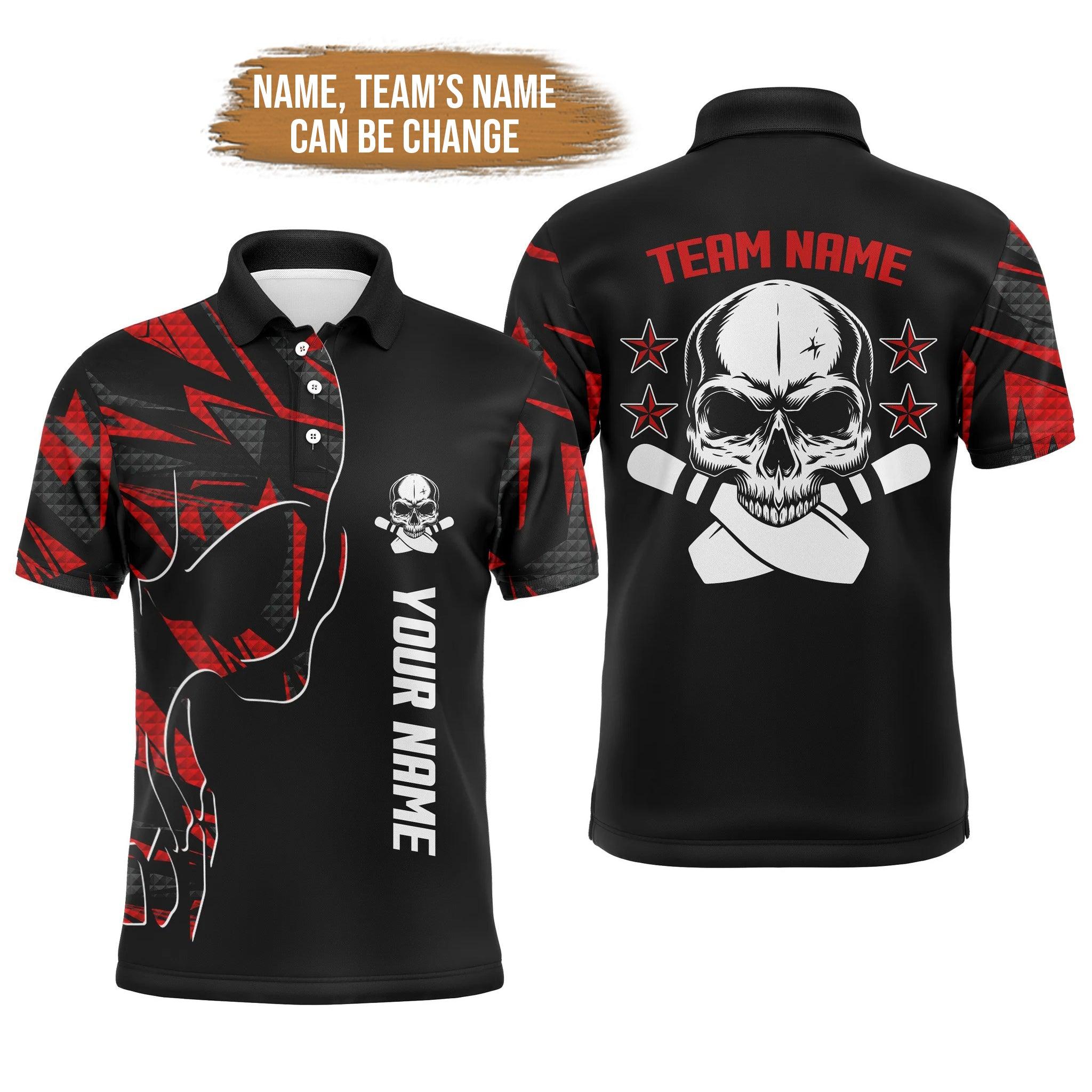 Bowling Custom Men Polo Shirt - Custom Name Skull Personalized Bowling Polo Shirt - Gift For Friend, Family - Image 8