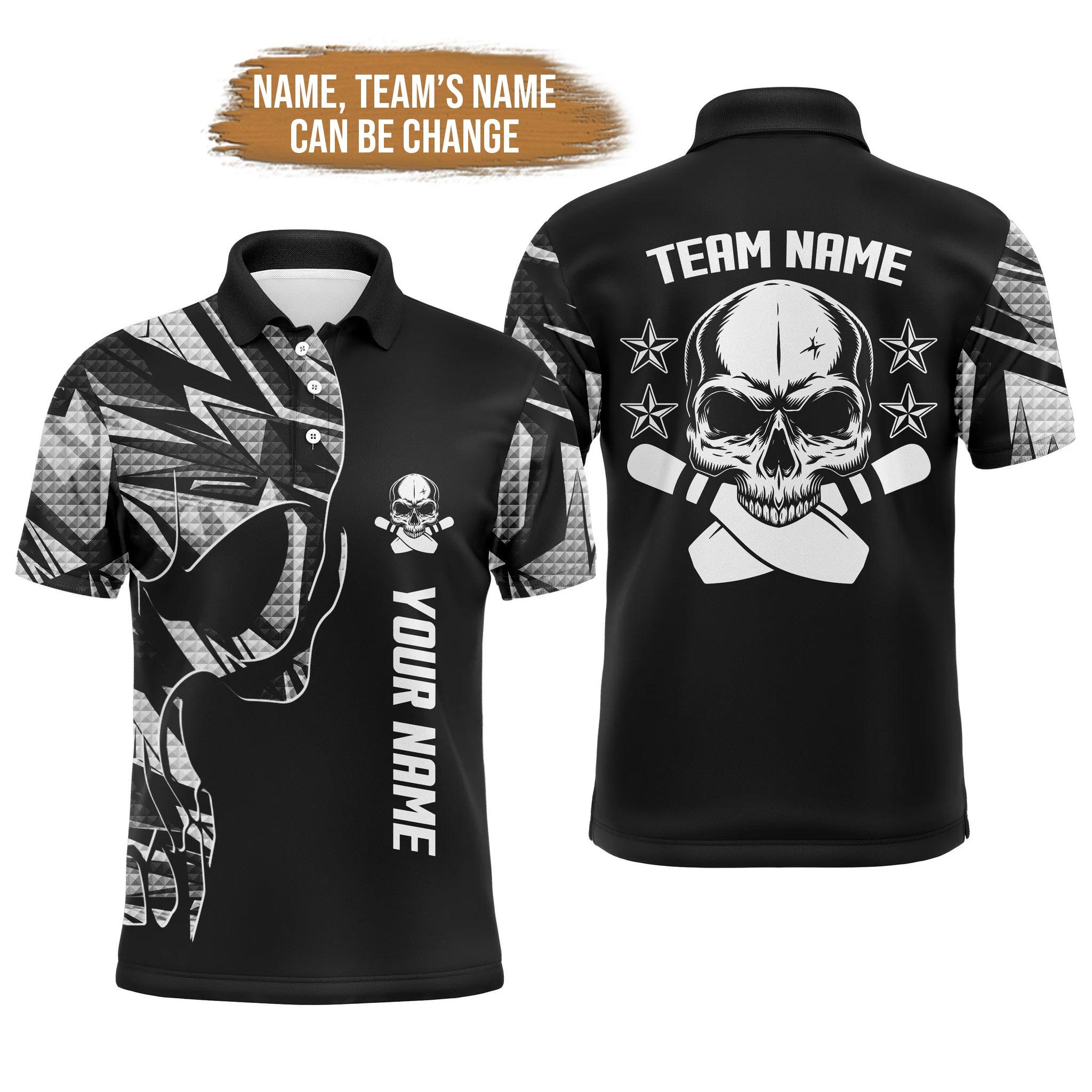 Bowling Custom Men Polo Shirt - Custom Name Skull Personalized Bowling Polo Shirt - Gift For Friend, Family - Image 9
