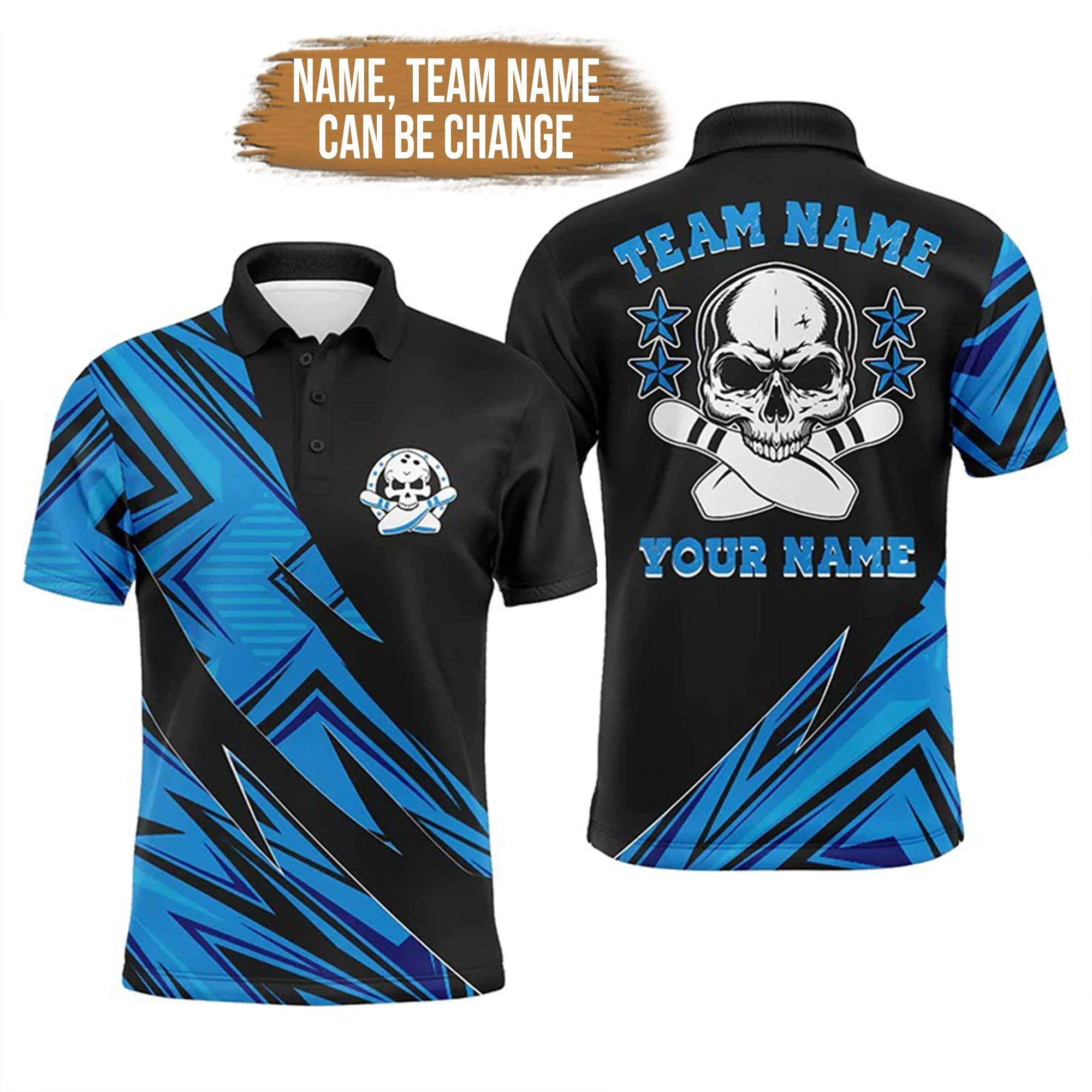 Bowling Custom Men Polo Shirt - Custom Skull Bowling, Skull Bowling Team Personalized Bowling Polo Shirt - Perfect Gift For Friend, Family