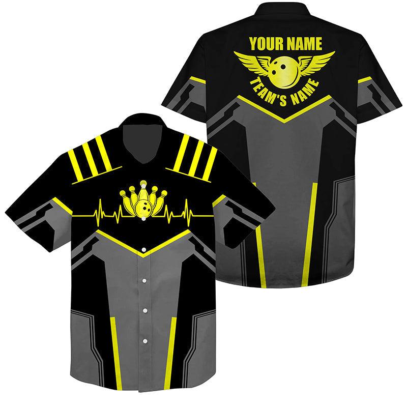 Bowling Custom Name And Team Name Hawaiian Shirt, Bowling Ball and Pins Personalized Hawaiian Shirts For Men Women, Team, Bowling Lovers, Bowlers