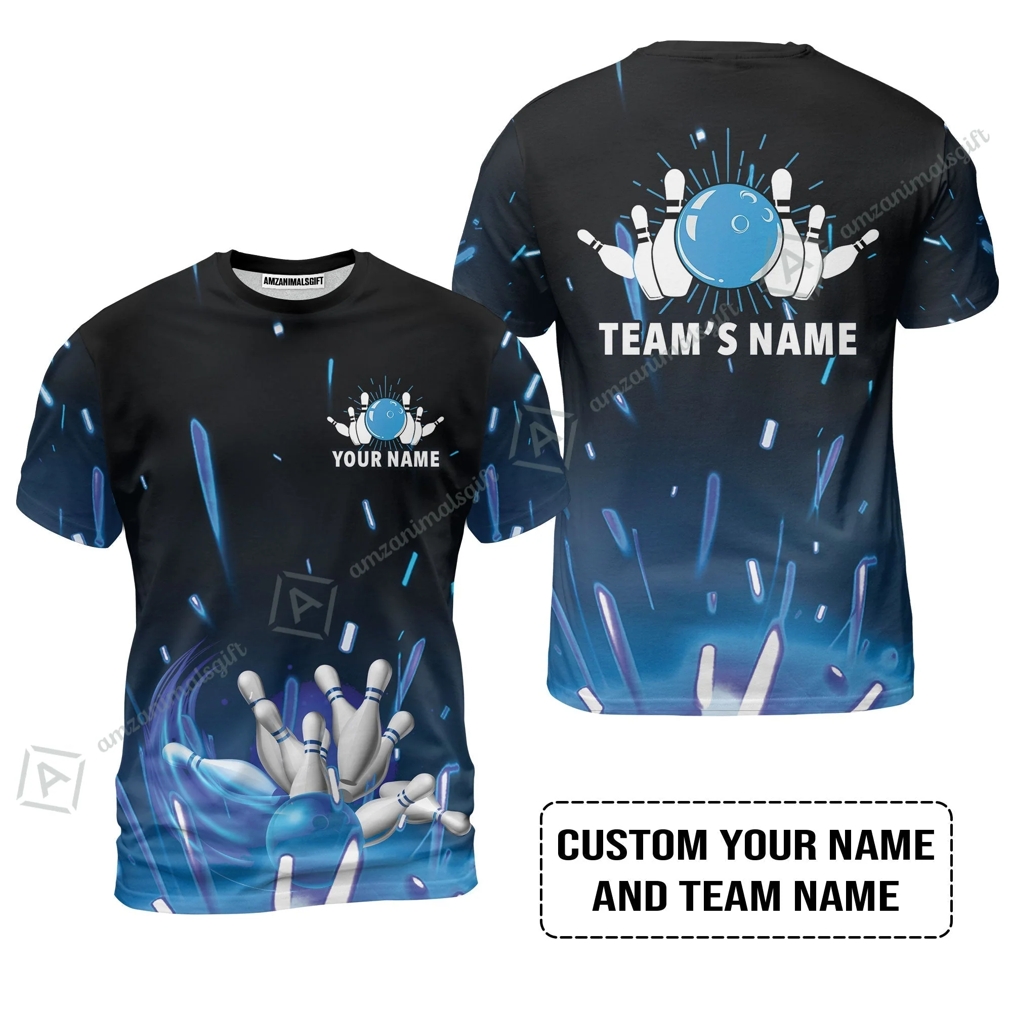 Bowling Custom Name Hoodie- Blue Bowling Personalized Hoodie - Gift For Friend, Family, Bowling Lovers - Image 9