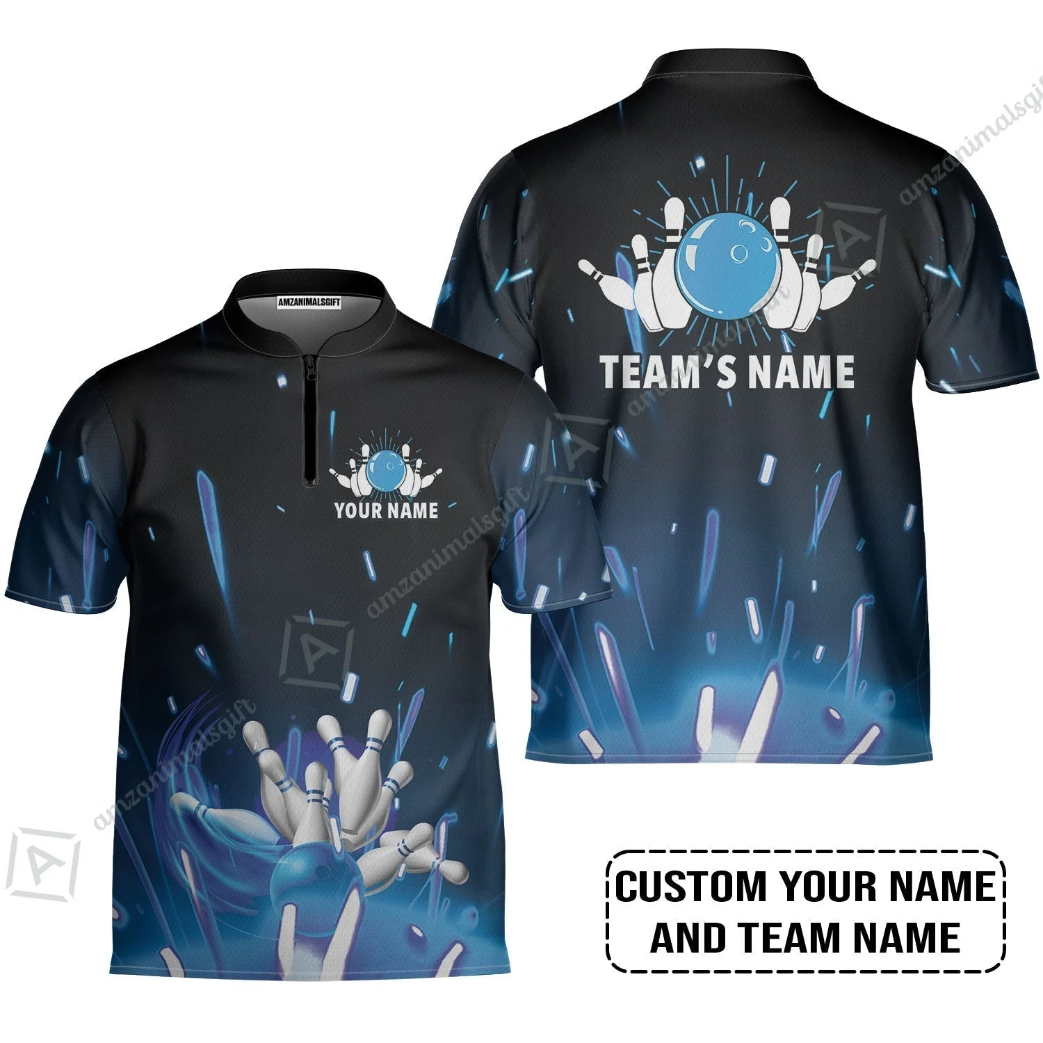Bowling Custom Name Sweatshirt - Blue Bowling Personalized Sweatshirt - Gift For Friend, Family, Bowling Lovers - Image 4