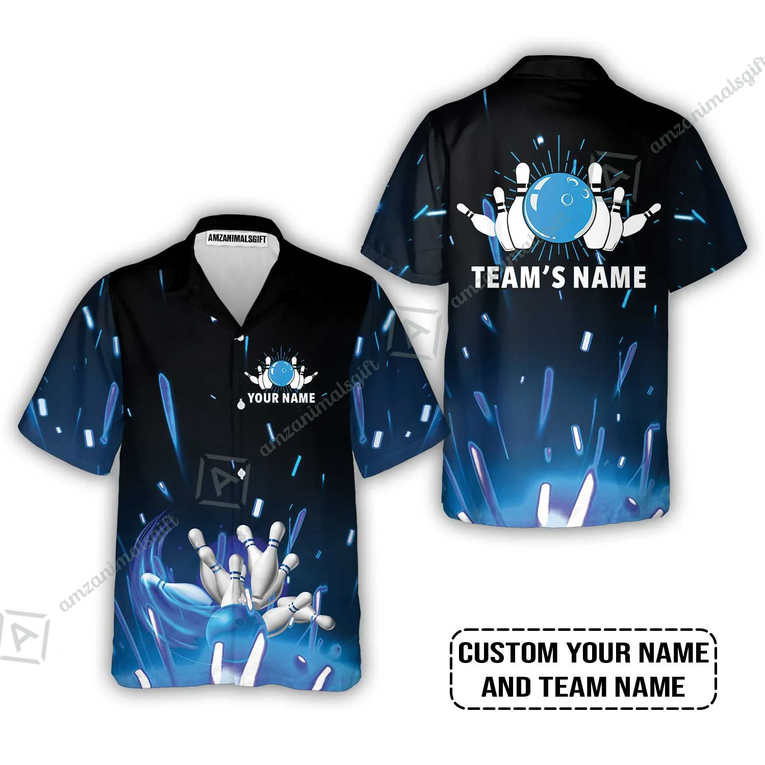 Bowling Custom Name Sweatshirt - Blue Bowling Personalized Sweatshirt - Gift For Friend, Family, Bowling Lovers - Image 8