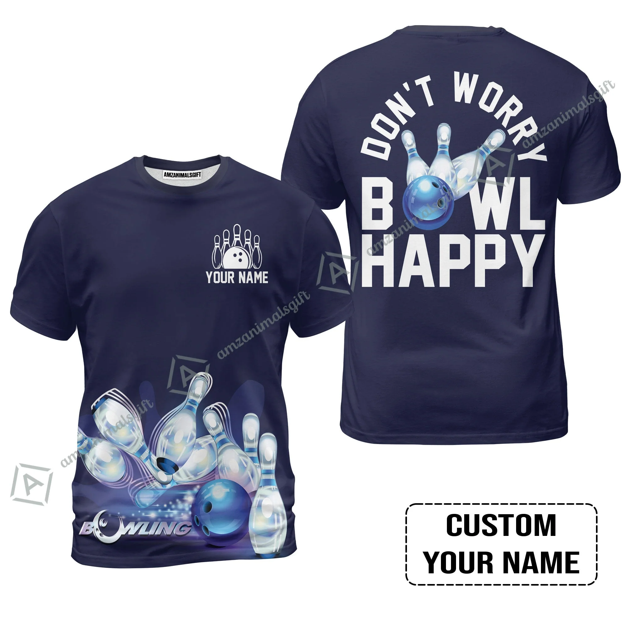 Bowling Custom Name Women Polo Shirt - Don't Worry Bowl Happy Personalized Women Polo Shirt - Gift For Friend, Family, Bowling Lovers - Image 10