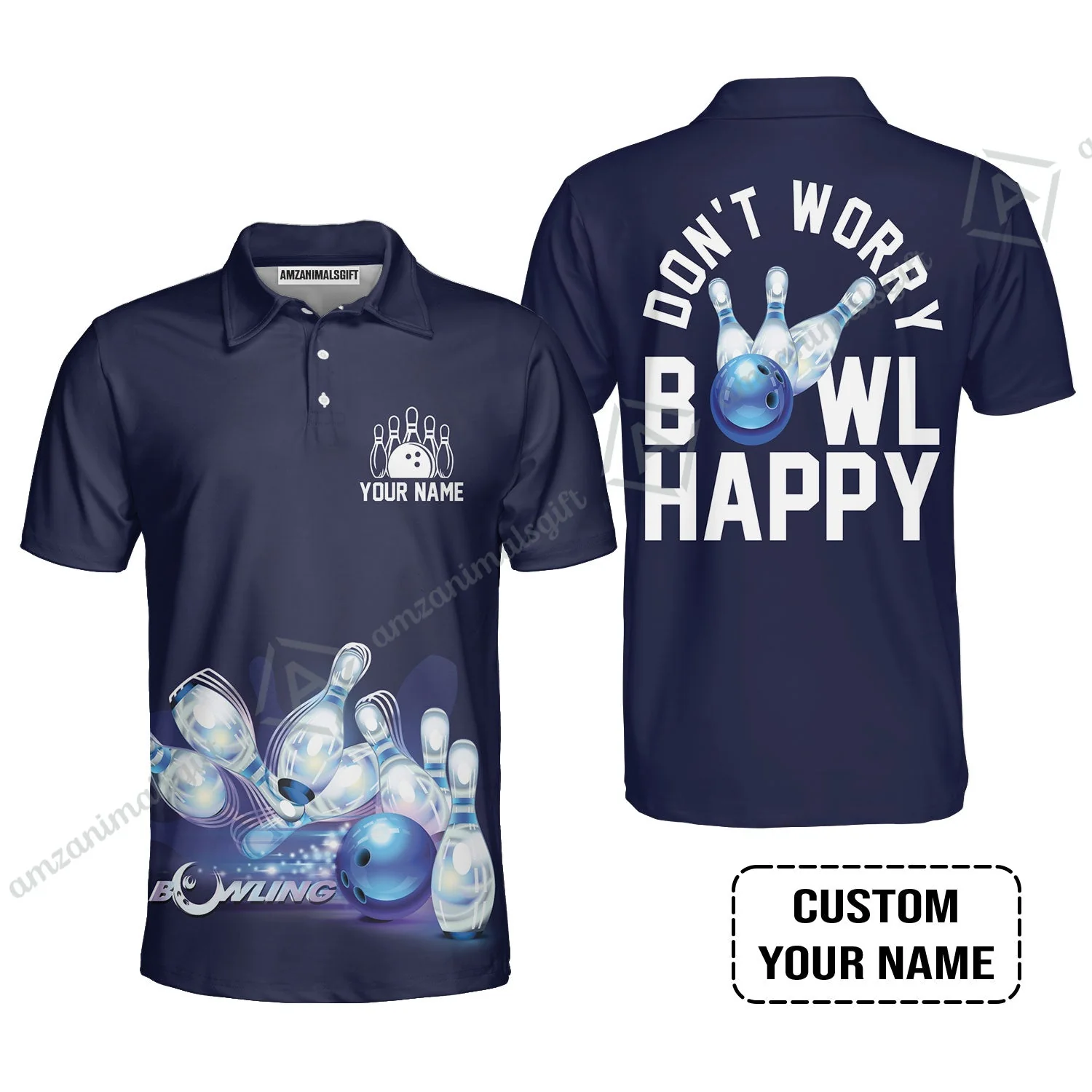 Bowling Custom Name Women Sleeveless Polo Shirt- Don't Worry Bowl Happy Personalized Women Sleeveless Polo Shirt - Gift For Friend, Family, Bowling Lovers - Image 8