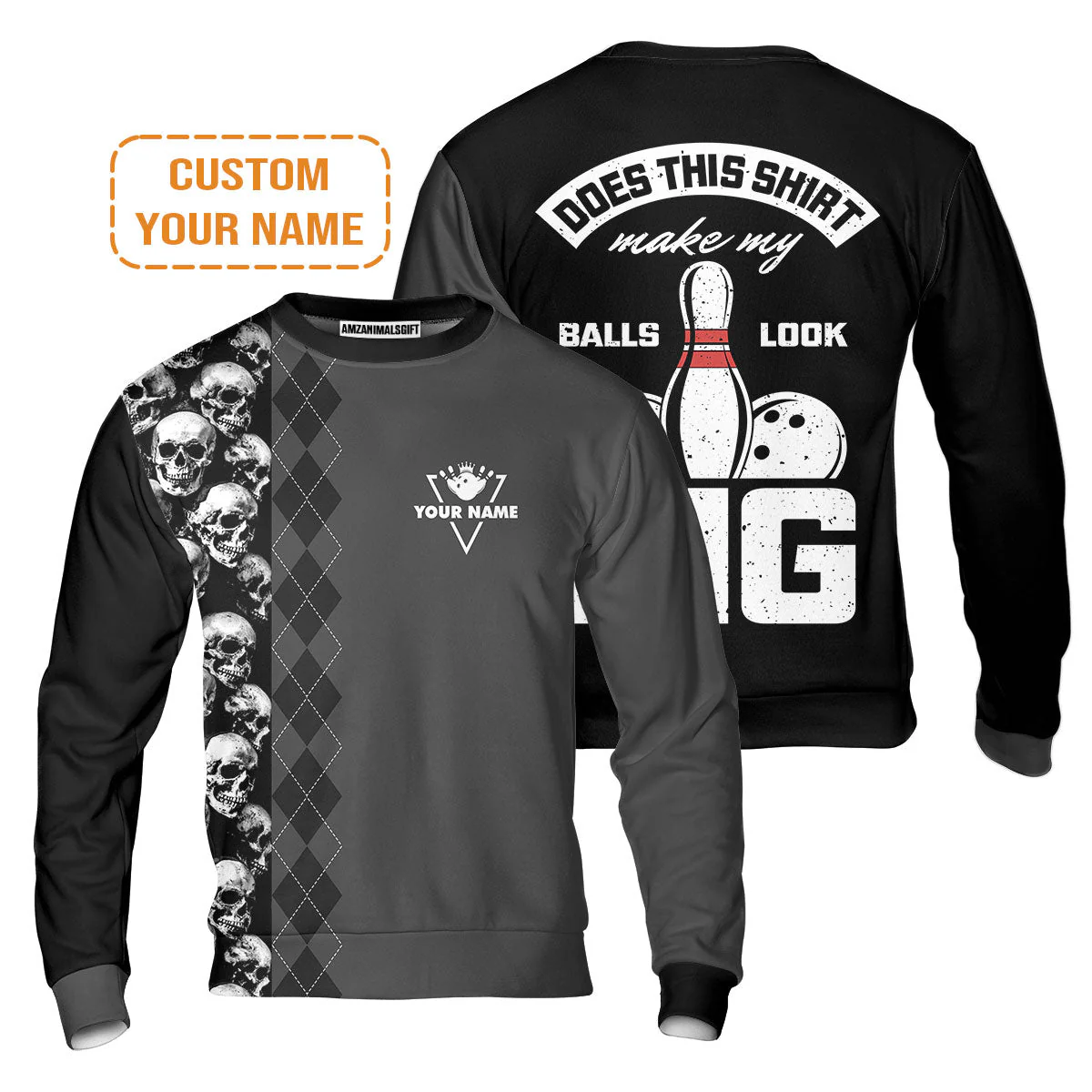 Bowling Custom T-Shirt - Custom Name Bowling Does This Shirt Make My Ball Look Big Personalized Bowling T-Shirt - Image 3