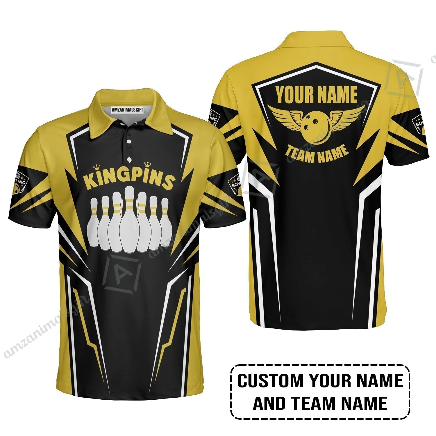Bowling Custom T-Shirt - Custom Name King Pins Bowling Team Personalized T-Shirt - Image 10