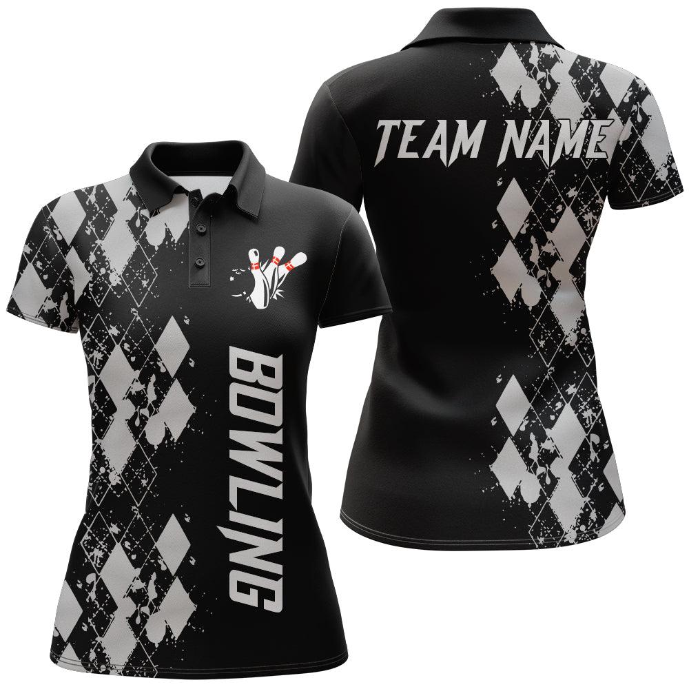 Bowling Custom Women Polo Shirt - Custom Name Argyle Pattern Personalized Bowling Polo Shirt - Gift For Friend, Family, Bowling Lovers - Image 2