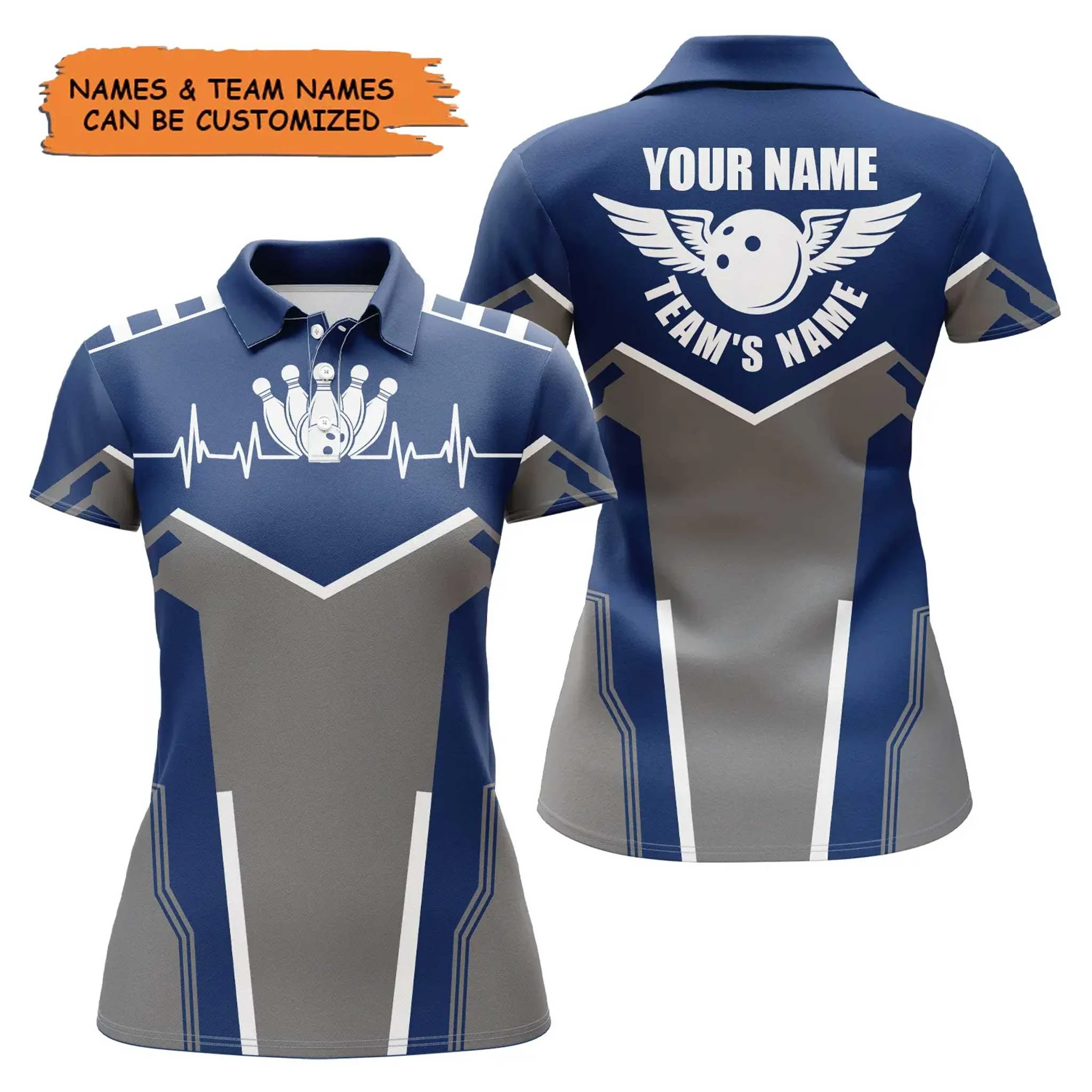 Bowling Custom Women Polo Shirt - Custom Name Bowling Ball and Pins Personalized Bowling Polo Shirt - Gift For Friend, Family, Bowling Lovers