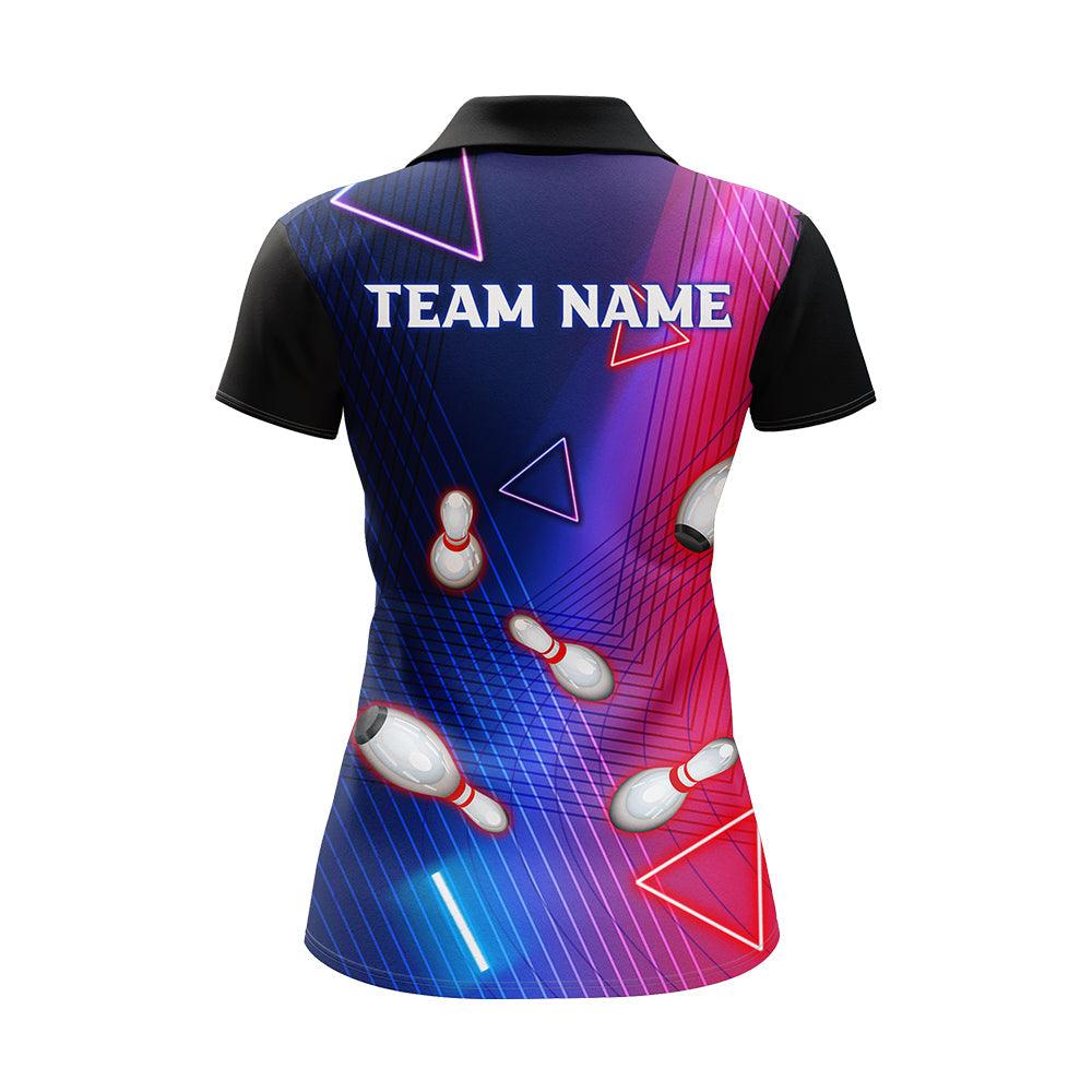 Bowling Custom Women Polo Shirt - Custom Name Navy Bowling Personalized Bowling Polo Shirt - Gift For Friend, Family, Bowling Lovers - Image 3