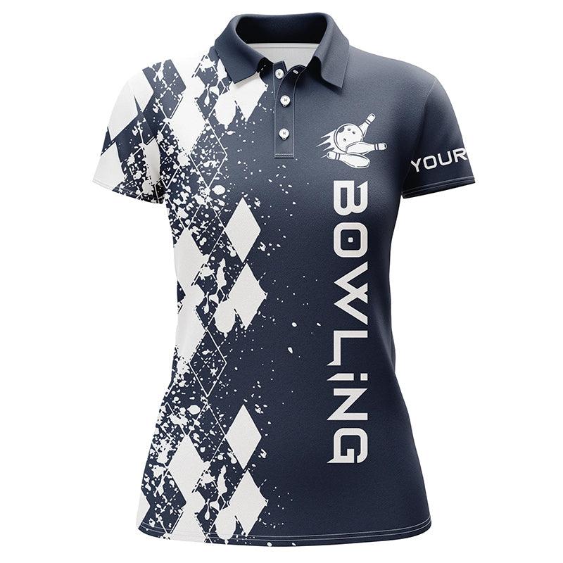 Bowling Custom Women Polo Shirt - Custom Name Polo Shirt, Argyle Pattern Personalized Bowling Polo Shirt- Gift For Friend, Family, Bowling Lovers - Image 4