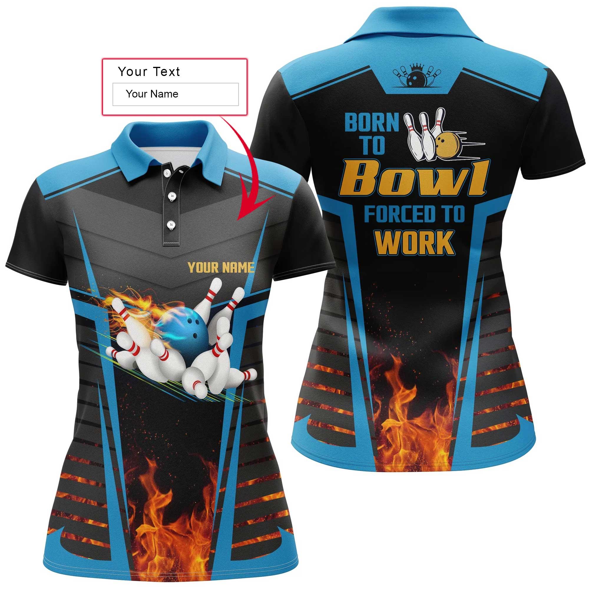 Bowling Custom Women Polo Shirt - Custom Name Polo Shirt, Flame Bowling Personalized Bowling Polo Shirt - Gift For Friend, Family, Bowling Lovers