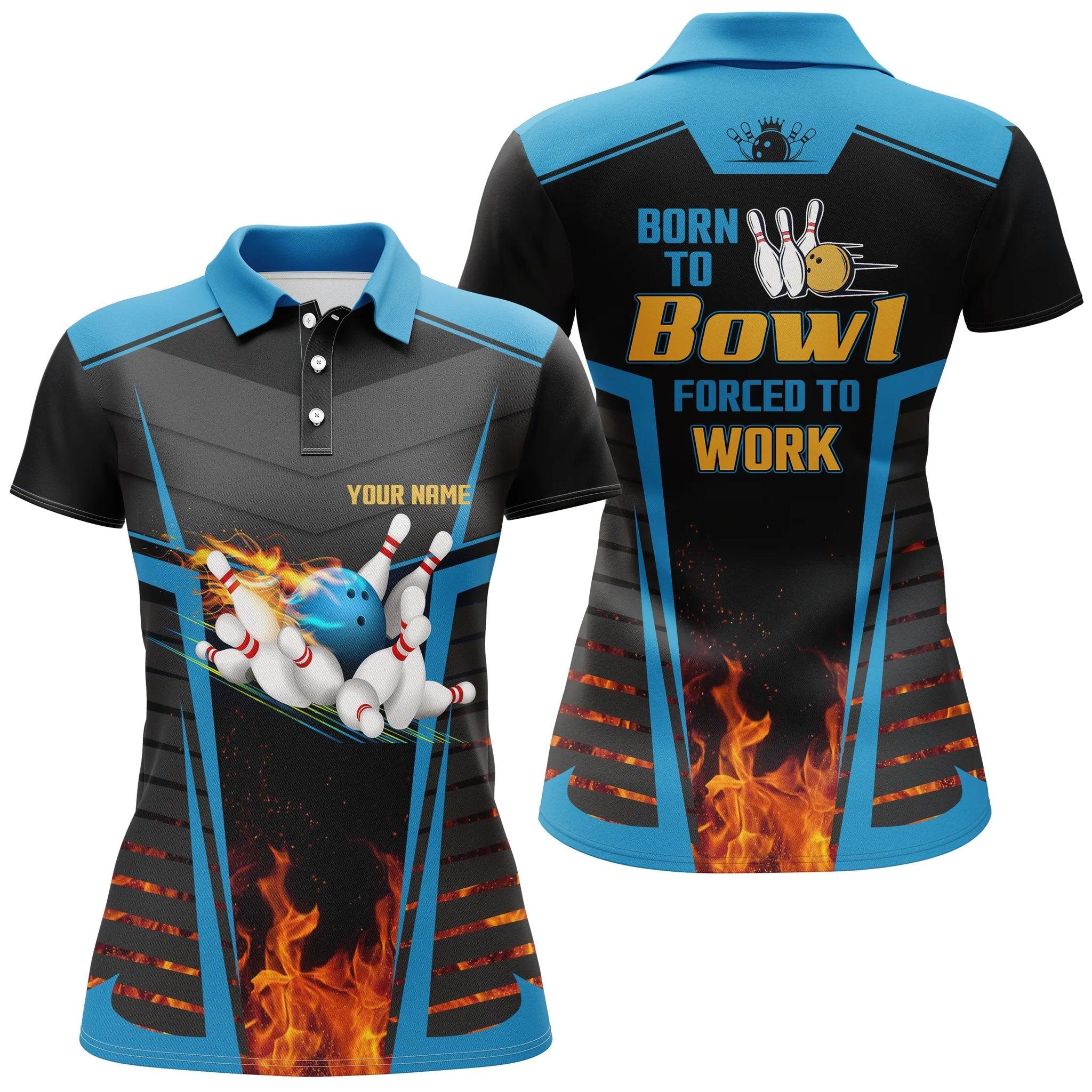 Bowling Custom Women Polo Shirt - Custom Name Polo Shirt, Flame Bowling Personalized Bowling Polo Shirt - Gift For Friend, Family, Bowling Lovers - Image 2