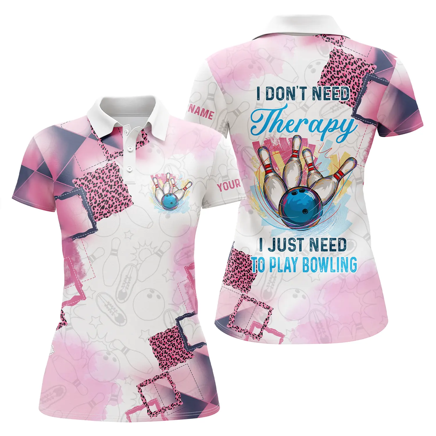 Bowling Custom Women Polo Shirt - Custom Name Polo Shirt, I Just Need To Play Bowling Personalized Bowling Polo Shirt - Gift For Friend, Family, Bowling Lovers - Image 2