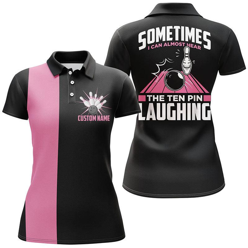 Bowling Custom Women Polo Shirt - Custom Name The Ten Pin Laughing, Funny Bowling Personalized Bowling Polo Shirt - Gift For Friend, Family, Bowling Lovers - Image 2