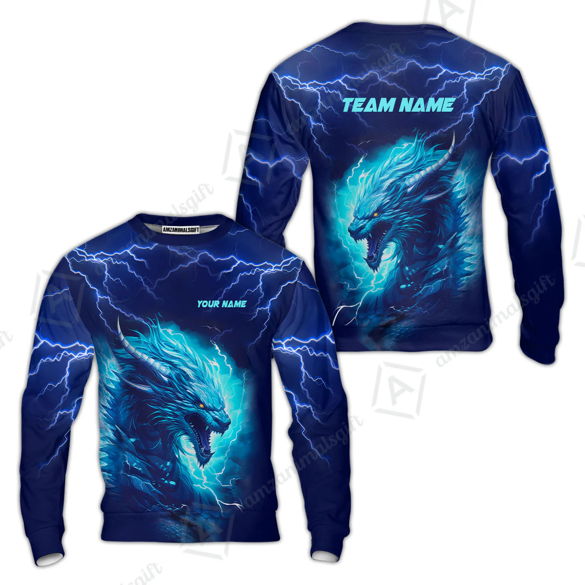 Bowling Customized Jersey Shirt Navy Blue Lightning Thunder Dragon Quarter Zip Bowling Shirt For Bowlers, Bowling Team - Image 11