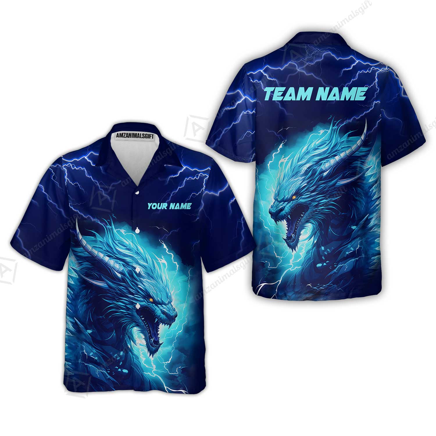 Bowling Customized Jersey Shirt Navy Blue Lightning Thunder Dragon Quarter Zip Bowling Shirt For Bowlers, Bowling Team - Image 4