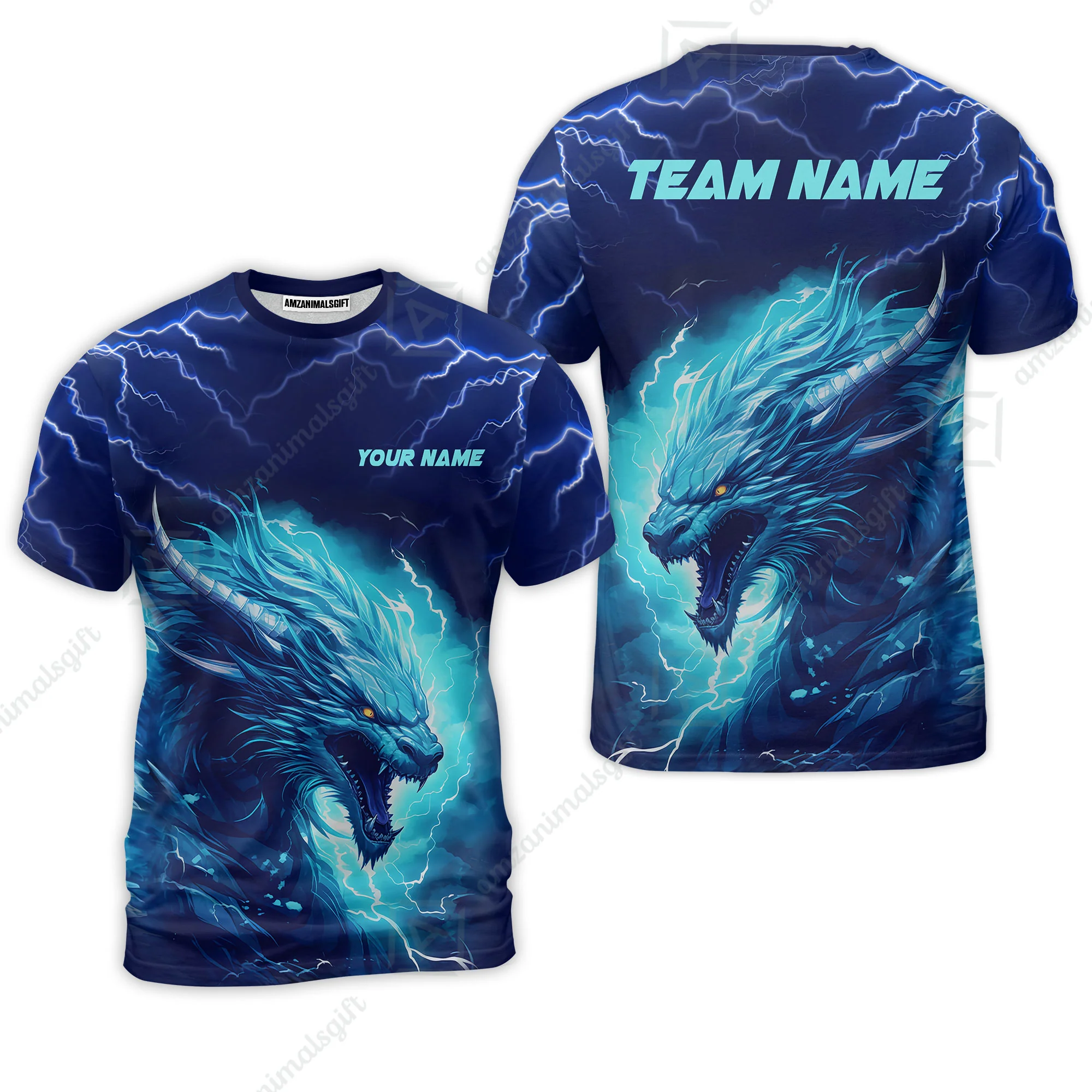 Bowling Customized Jersey Shirt Navy Blue Lightning Thunder Dragon Quarter Zip Bowling Shirt For Bowlers, Bowling Team - Image 5