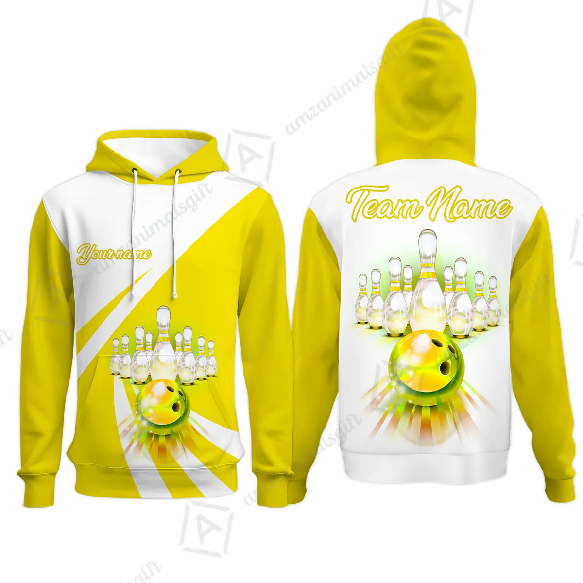 Bowling Customized Jersey White Yellow Shirt Rolling Bowling Tenpin Quarter Zip Shirt, Outfit For Bowlers, Bowling Team - Image 11