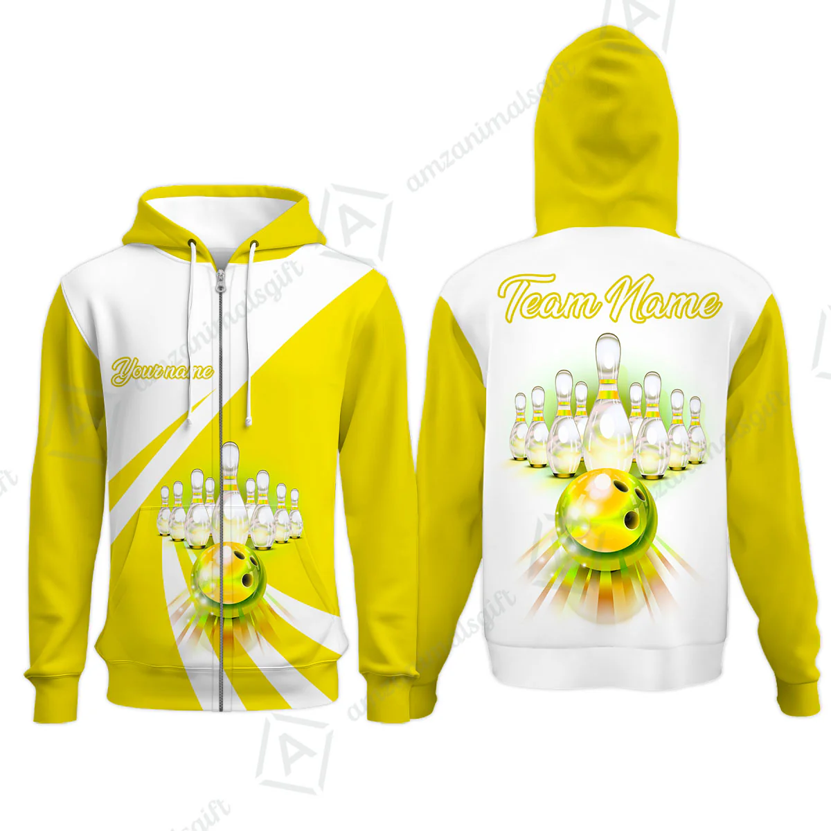 Bowling Customized Jersey White Yellow Shirt Rolling Bowling Tenpin Quarter Zip Shirt, Outfit For Bowlers, Bowling Team - Image 12