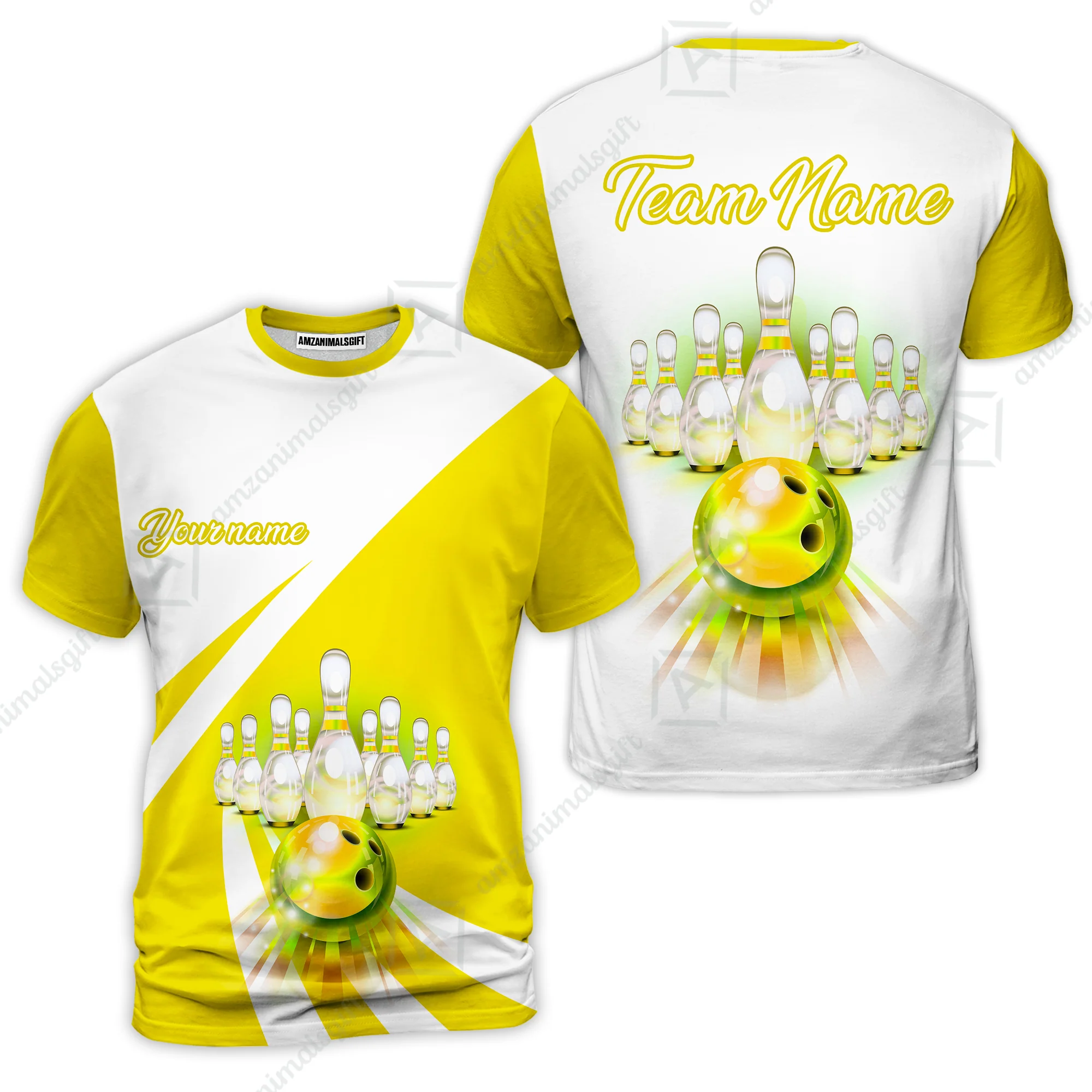 Bowling Customized Jersey White Yellow Shirt Rolling Bowling Tenpin Quarter Zip Shirt, Outfit For Bowlers, Bowling Team - Image 5