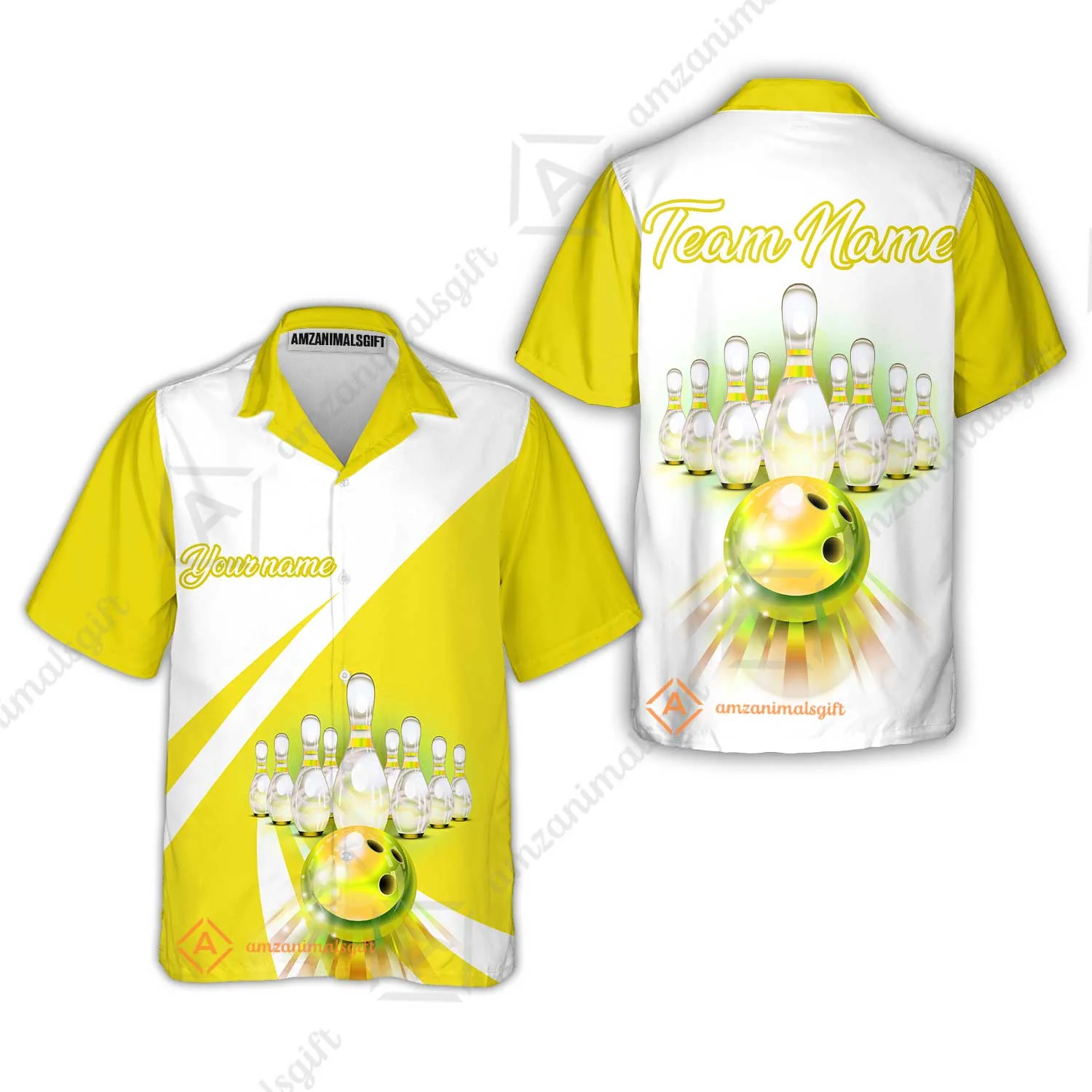 Bowling Customized Jersey White Yellow Shirt Rolling Bowling Tenpin Quarter Zip Shirt, Outfit For Bowlers, Bowling Team - Image 6