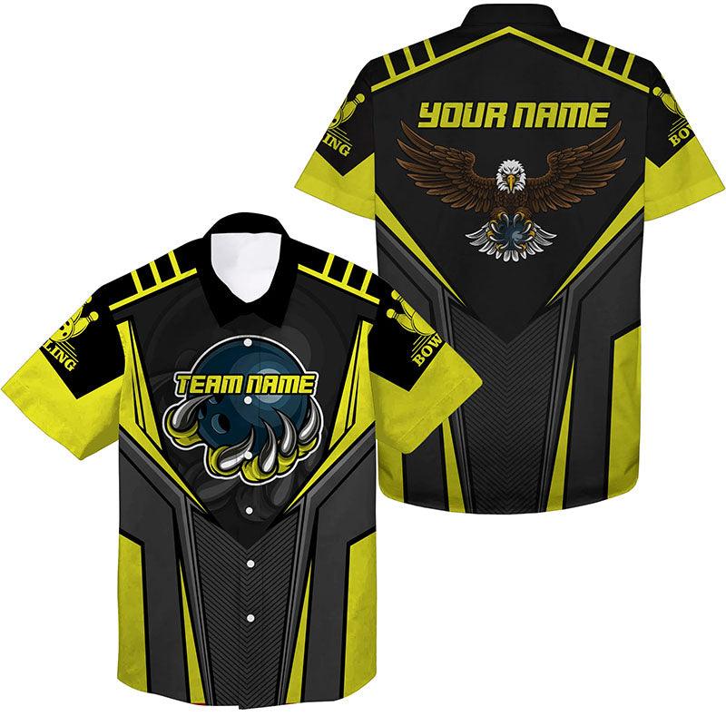 Bowling Eagle Custom Name And Team Name Hawaiian Shirt, Bowling Personalized Hawaiian Shirts For Men Women, Team, Bowling Lovers, Bowlers