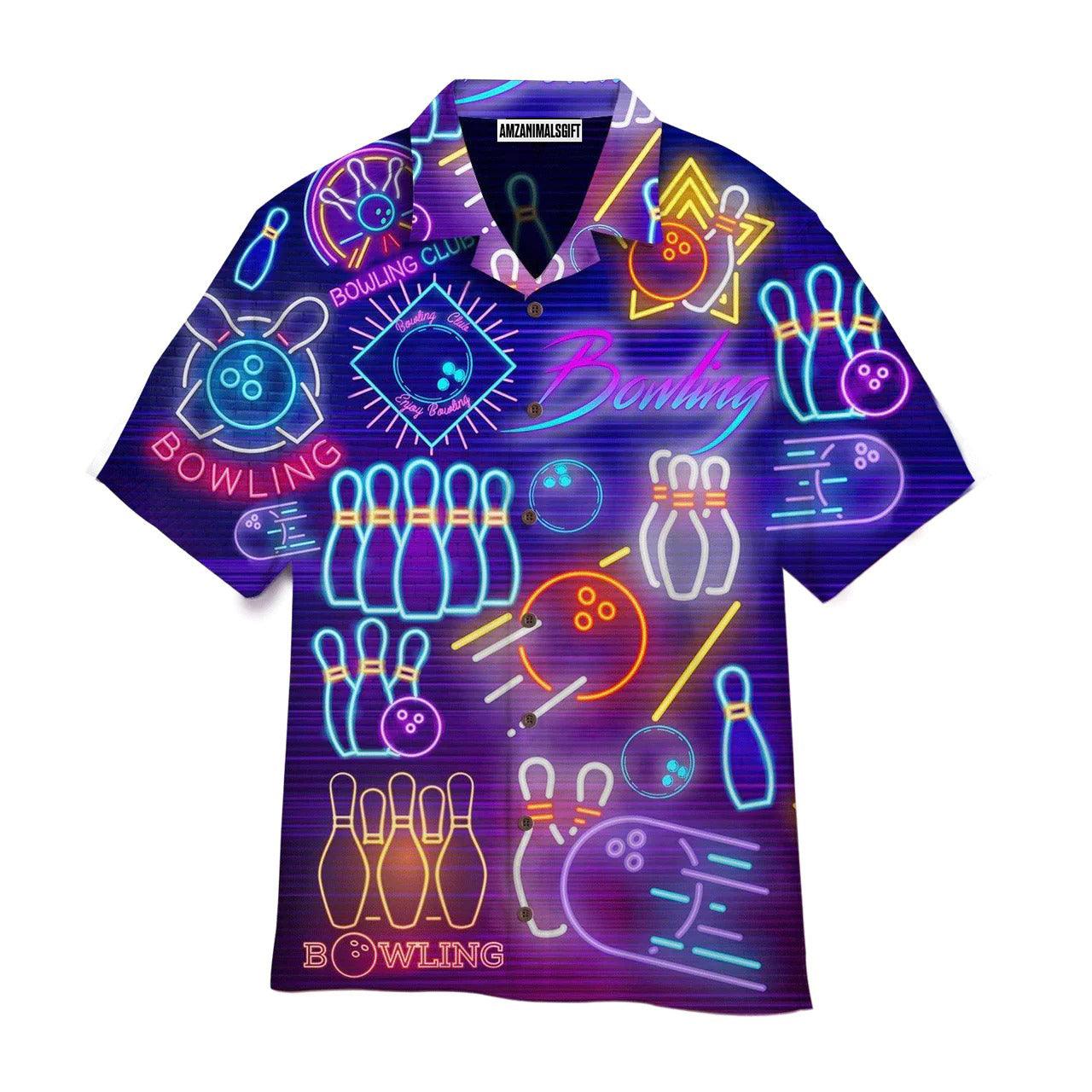 Bowling Hawaiian Shirt, Bowling Club Neon Pattern Aloha Hawaiian Shirts For Men and Women - Gift For Bowling Lovers, Friend, Family
