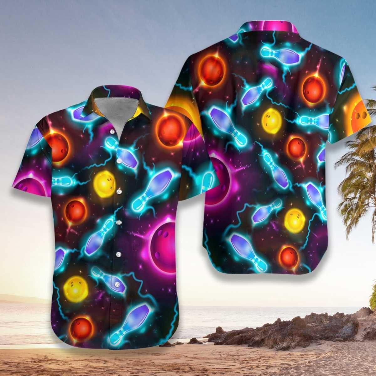 Bowling Hawaiian Shirt, Bowling Space Color Aloha Hawaiian Shirts For Men and Women - Gift For Bowling Lovers, Friend, Family