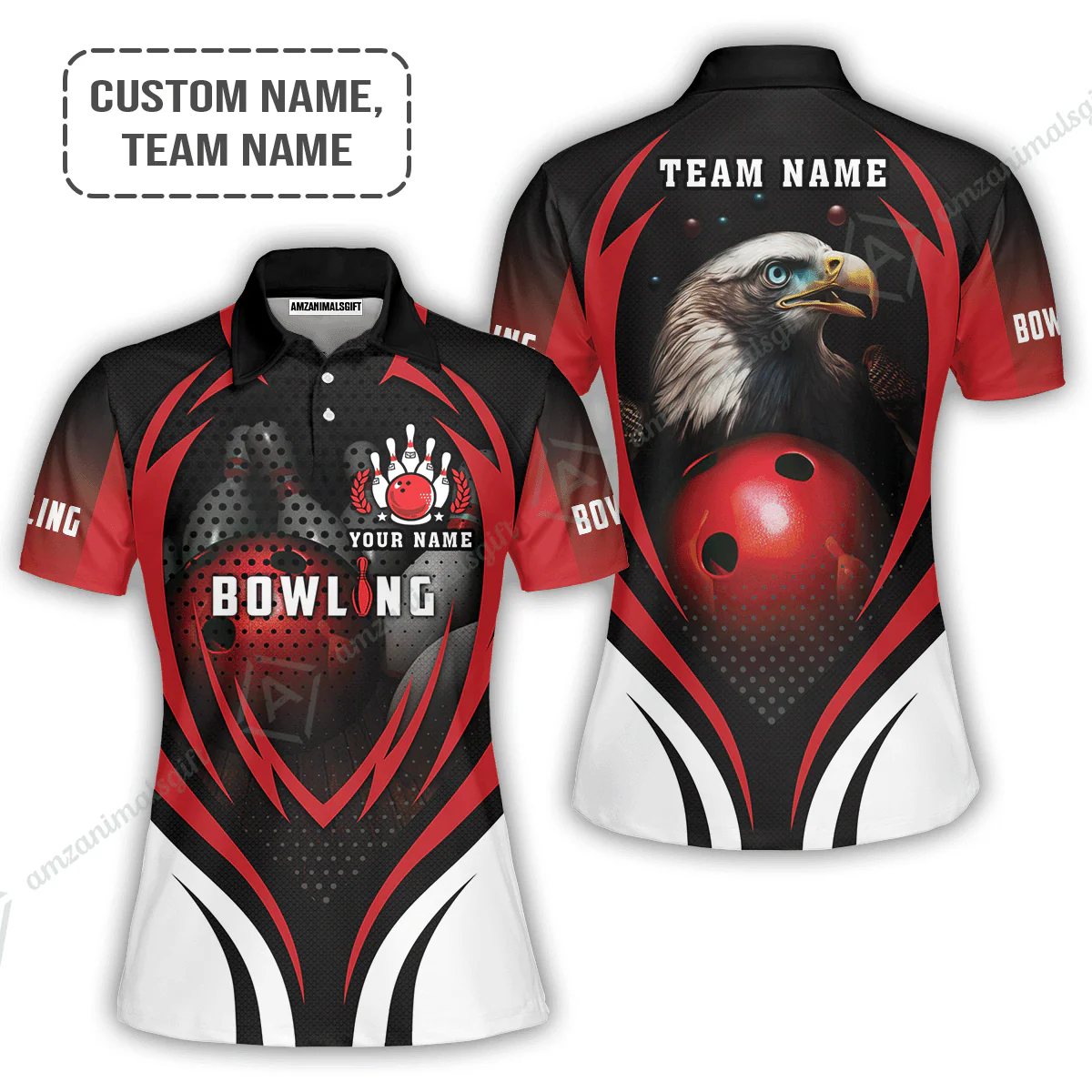 Bowling Hawaiian Shirt Custom Name - Eagle Bowling Team With Red Ball Personalized Aloha Hawaiian Shirt - Gift For Friend, Family, Bowling Lovers - Image 8